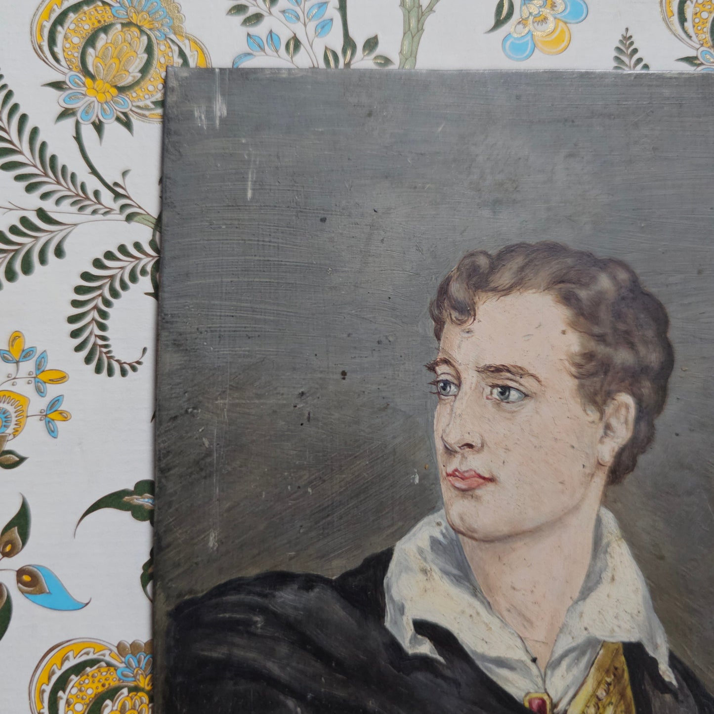 19th Century Portrait of Lord Byron / Antique Painting