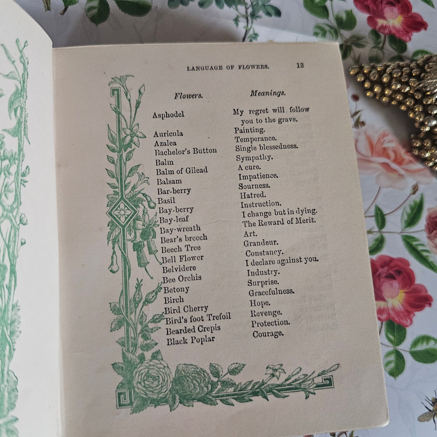 1885 The Language and Poetry of Flowers - Antique Book - Colour Illustrations