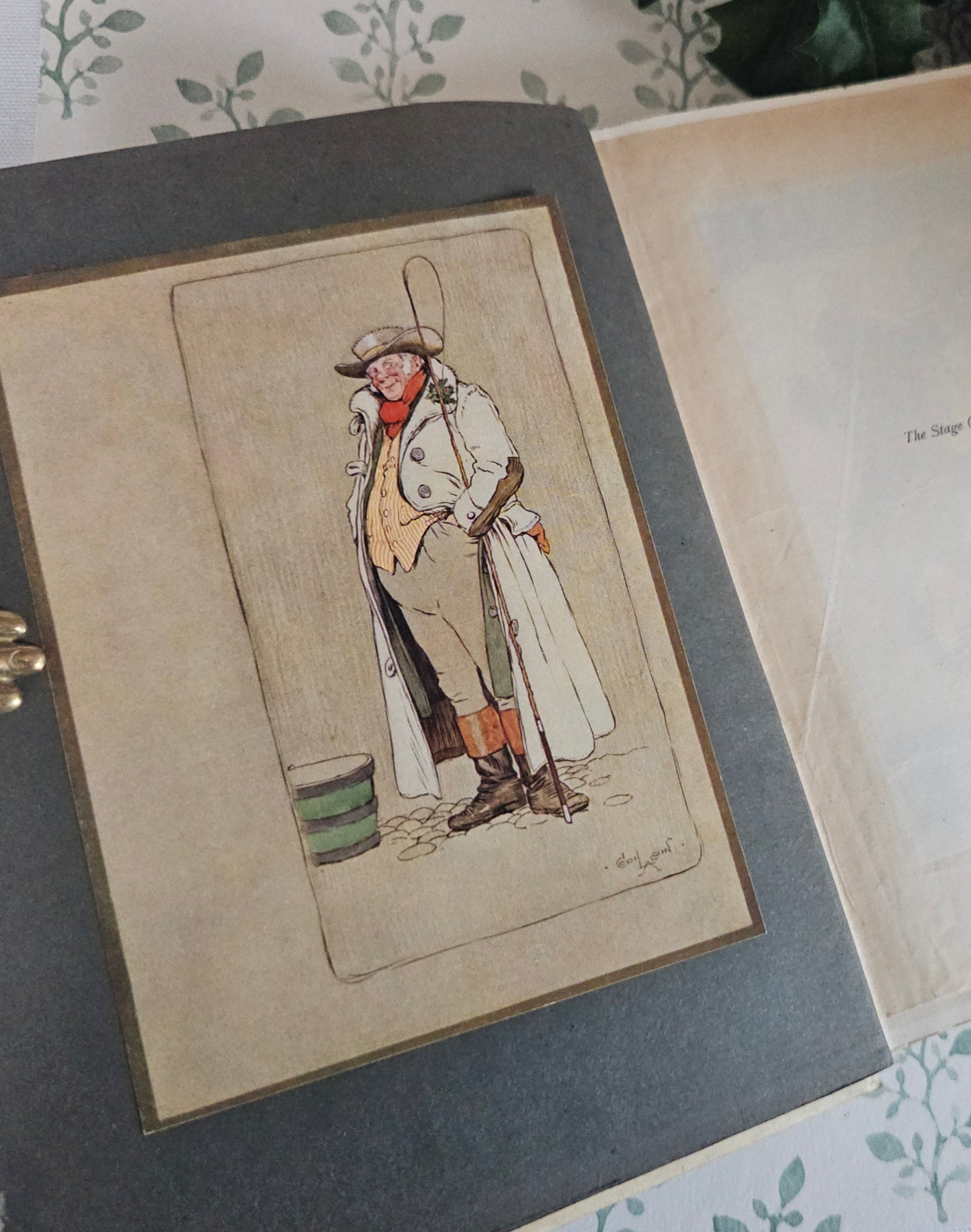 1908 Old Christmas Book by Washington Irving: Illustrated Antique Vellum - WORN