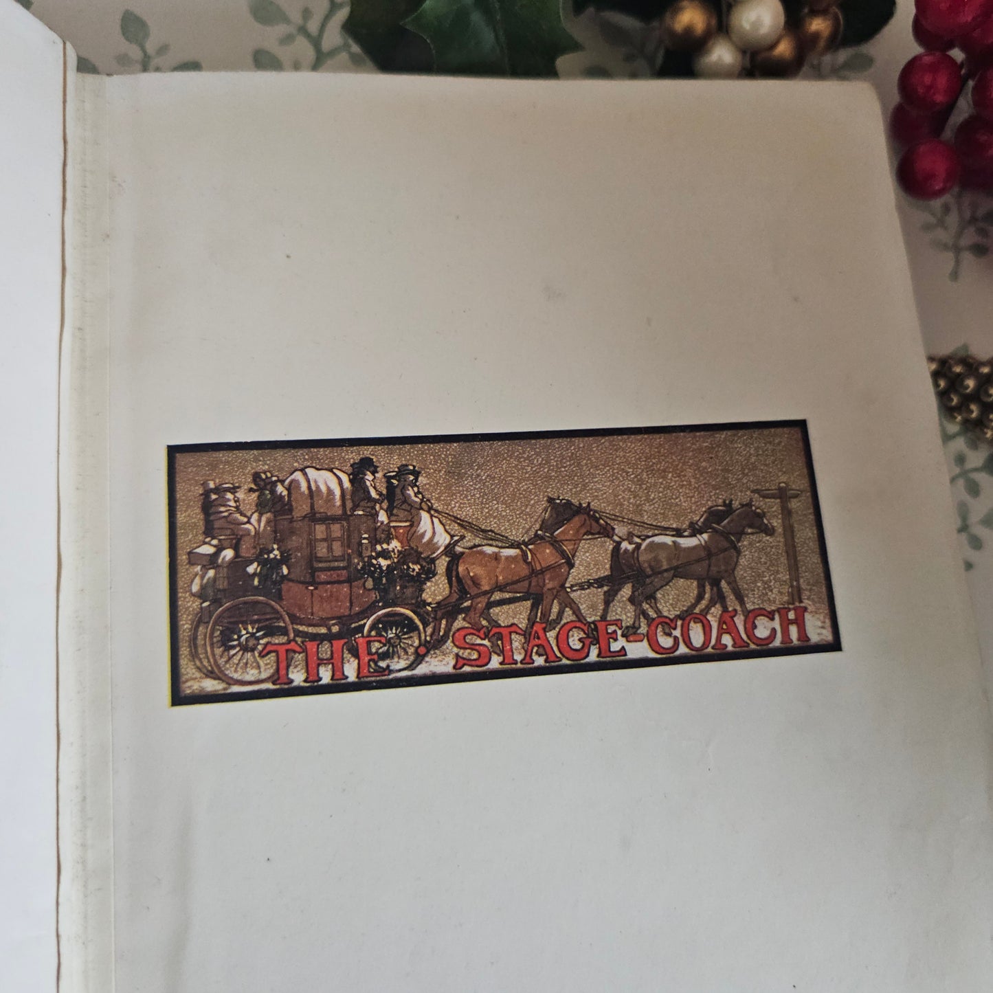 1908 Old Christmas Book by Washington Irving: Illustrated Antique Vellum - WORN