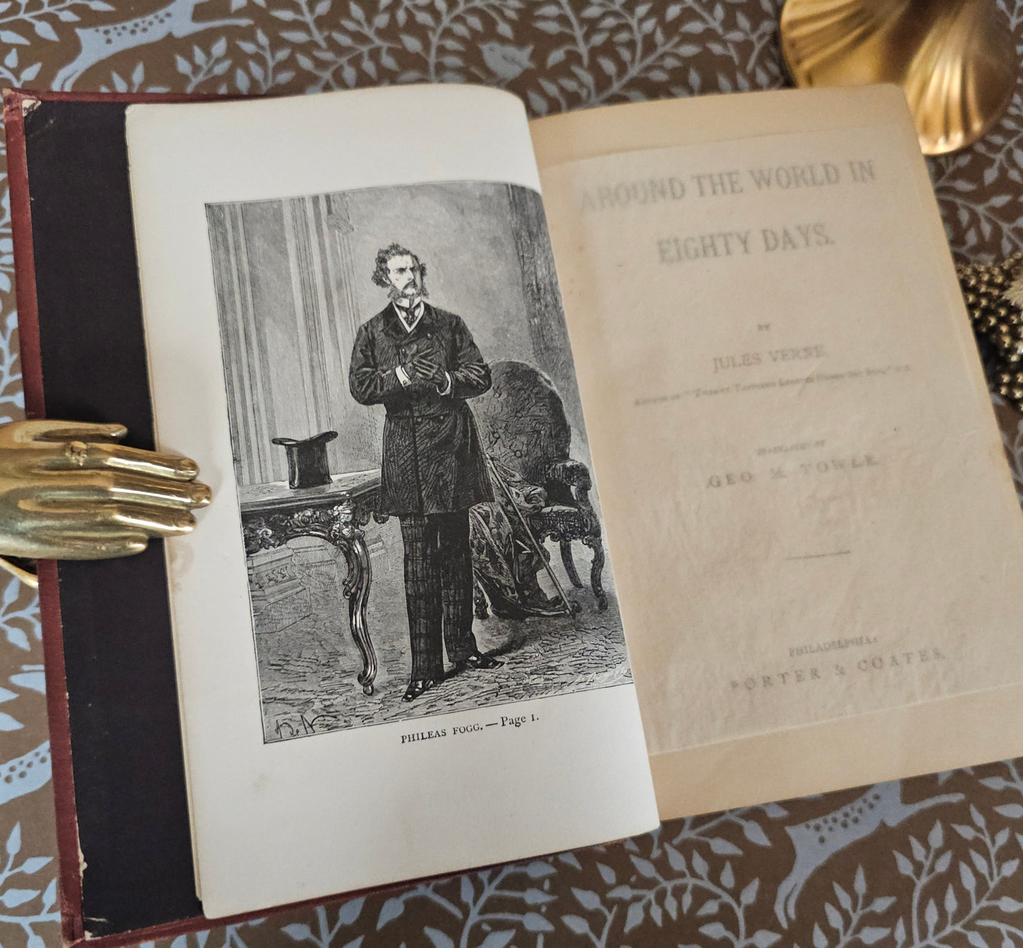 1873 Around the World in Eighty Days by Jules Verne - Early US Antique edition