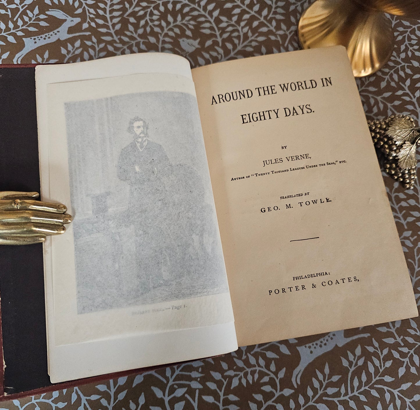 1873 Around the World in Eighty Days by Jules Verne - Early US Antique edition