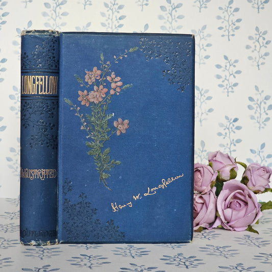 1883 Longfellow's Poetical Works: Illustrated Antique Book, Decorative Edges