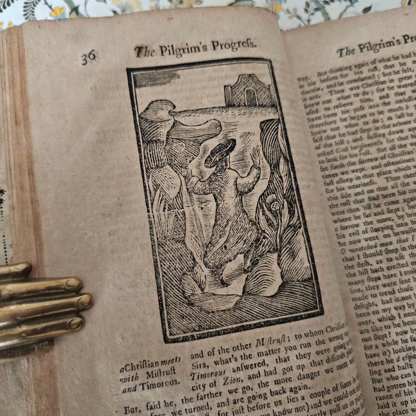 1763 Pilgrim's Progress by John Bunyan - Illustrated Antique Book - 263 Years Old