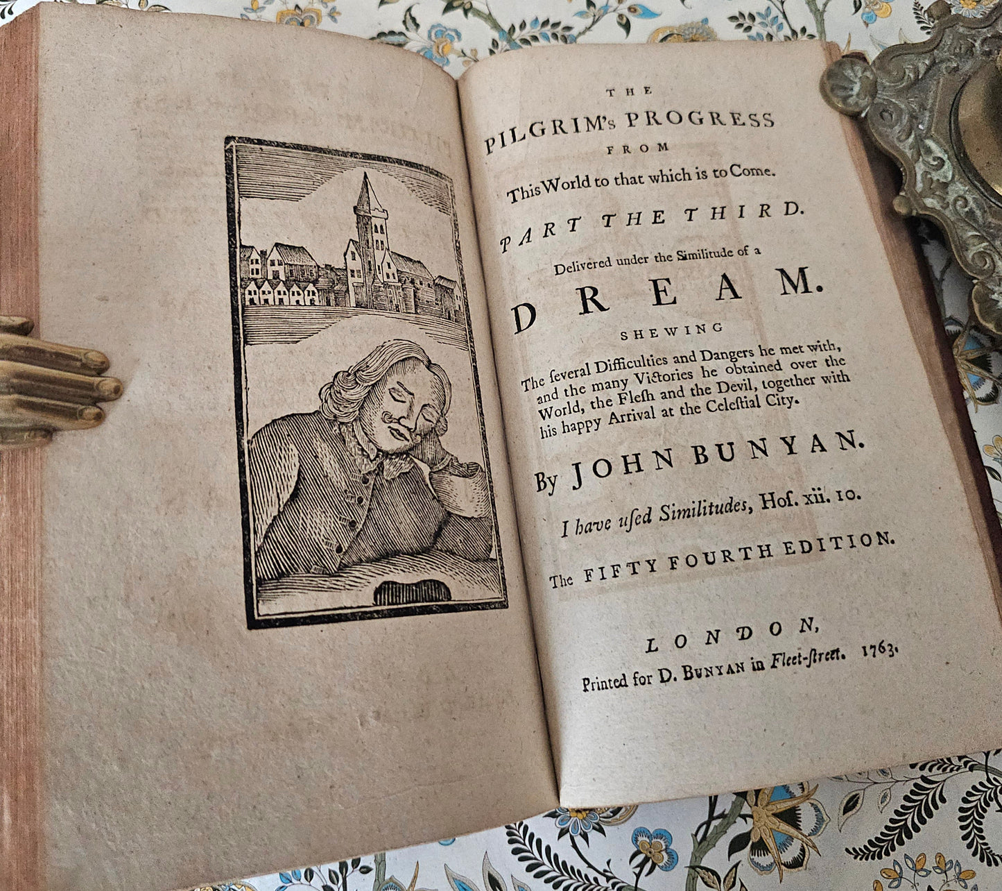 1763 Pilgrim's Progress by John Bunyan - Illustrated Antique Book - 263 Years Old