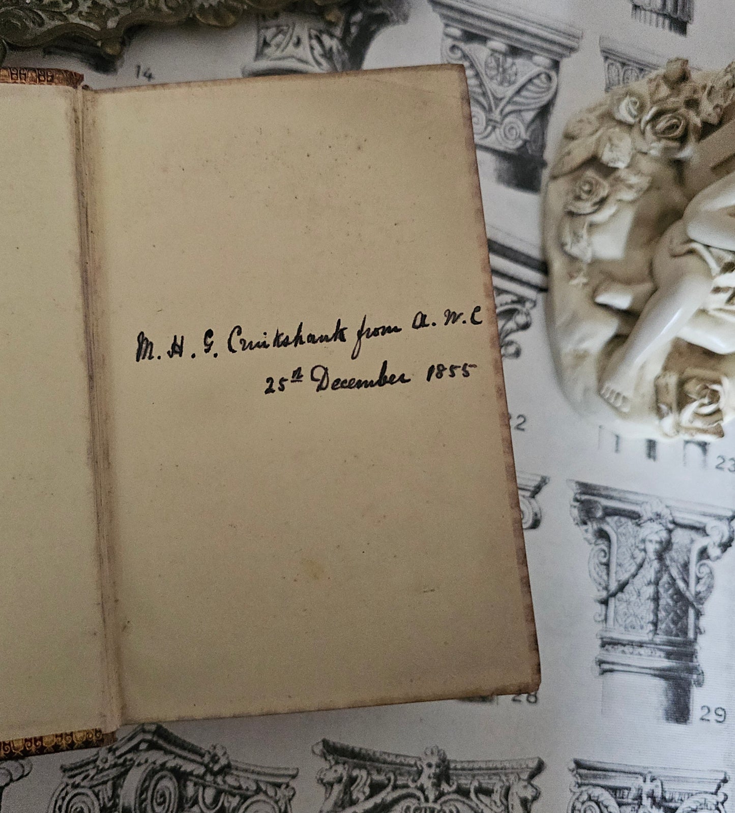 1855 Poetical Works of William Cowper: Illustrated Antique Leather Bound Book