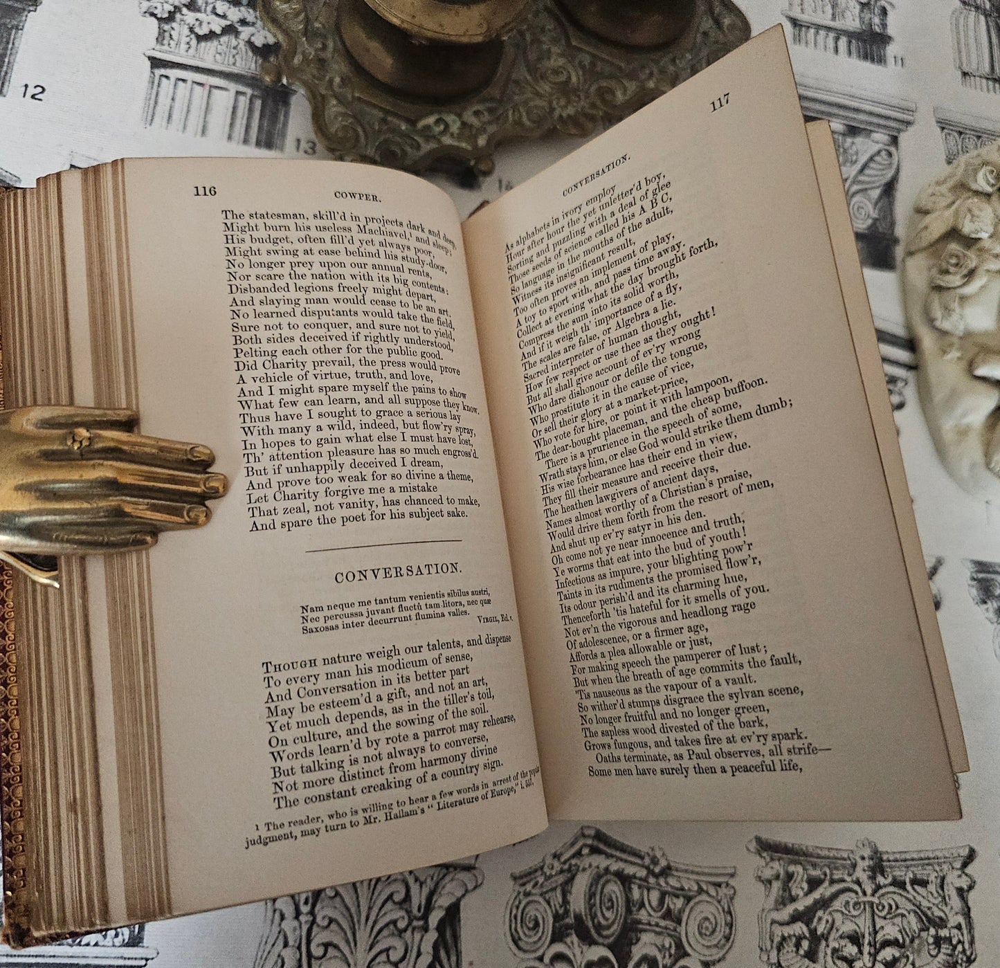 1855 Poetical Works of William Cowper: Illustrated Antique Leather Bound Book