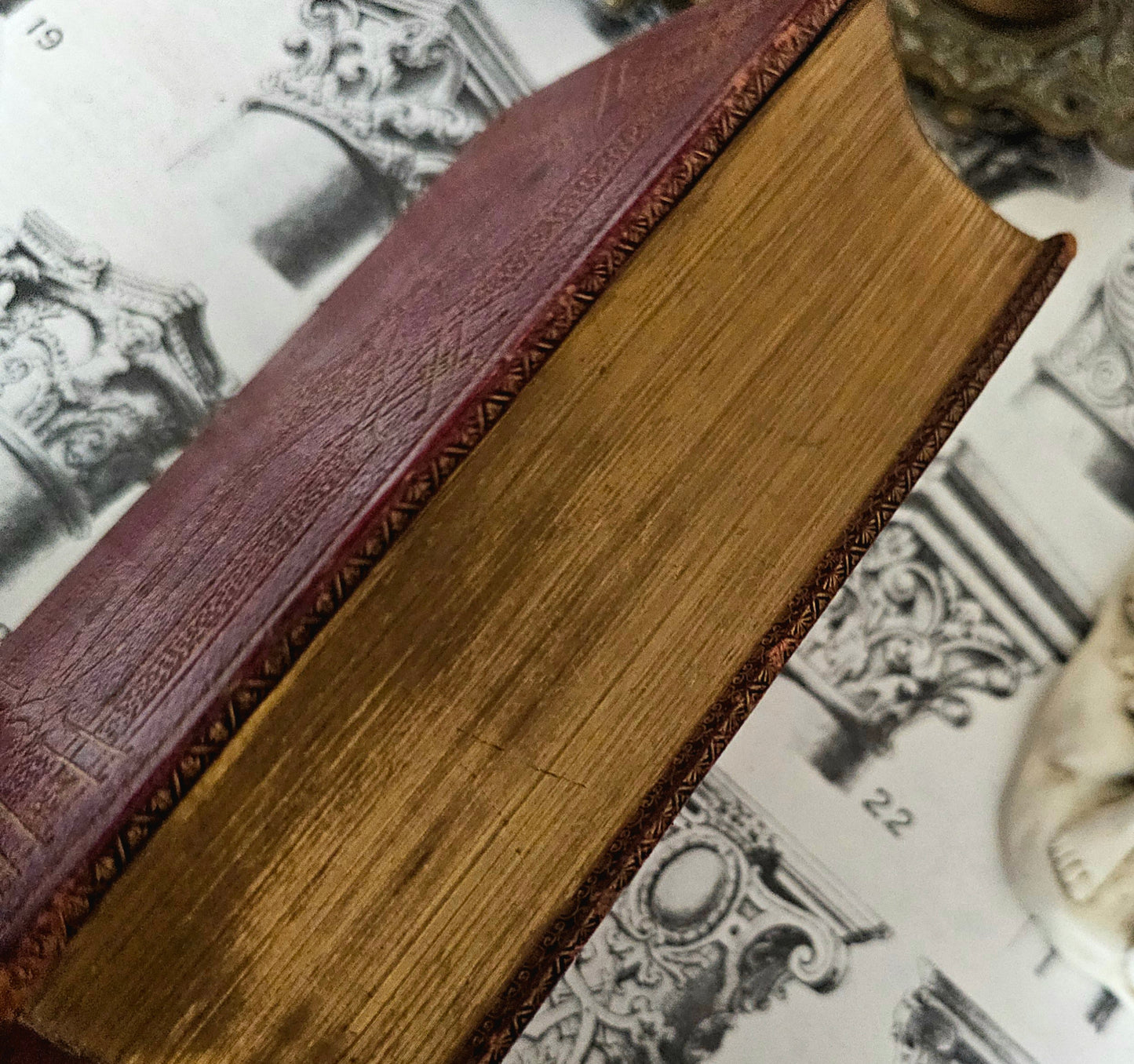 1855 Poetical Works of William Cowper: Illustrated Antique Leather Bound Book