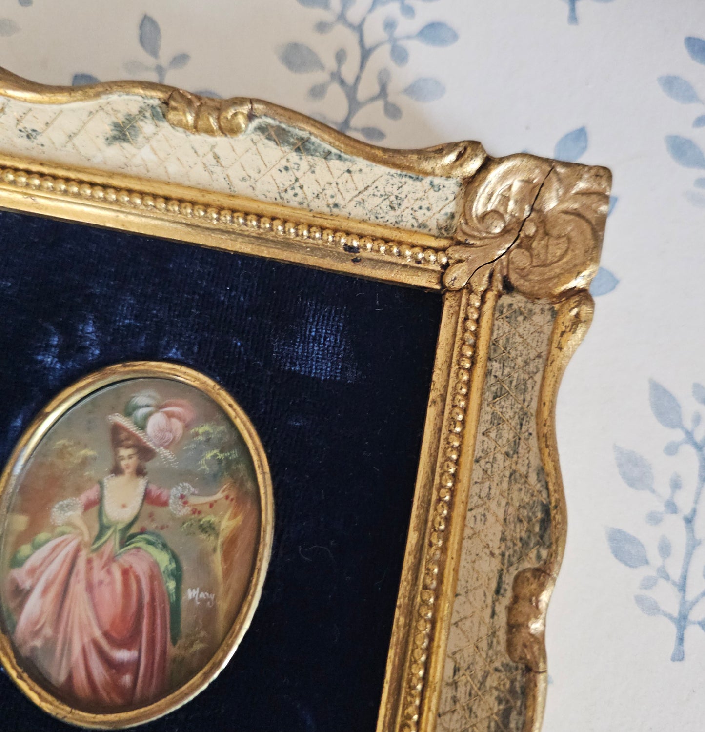 Victorian Revival Portrait Miniature in Ornate Frame