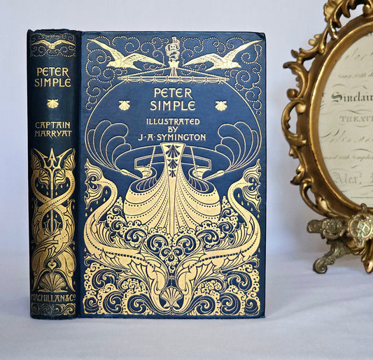 1895 "Peter Simple" Antique Book: Turbayne Covers, Illustrated