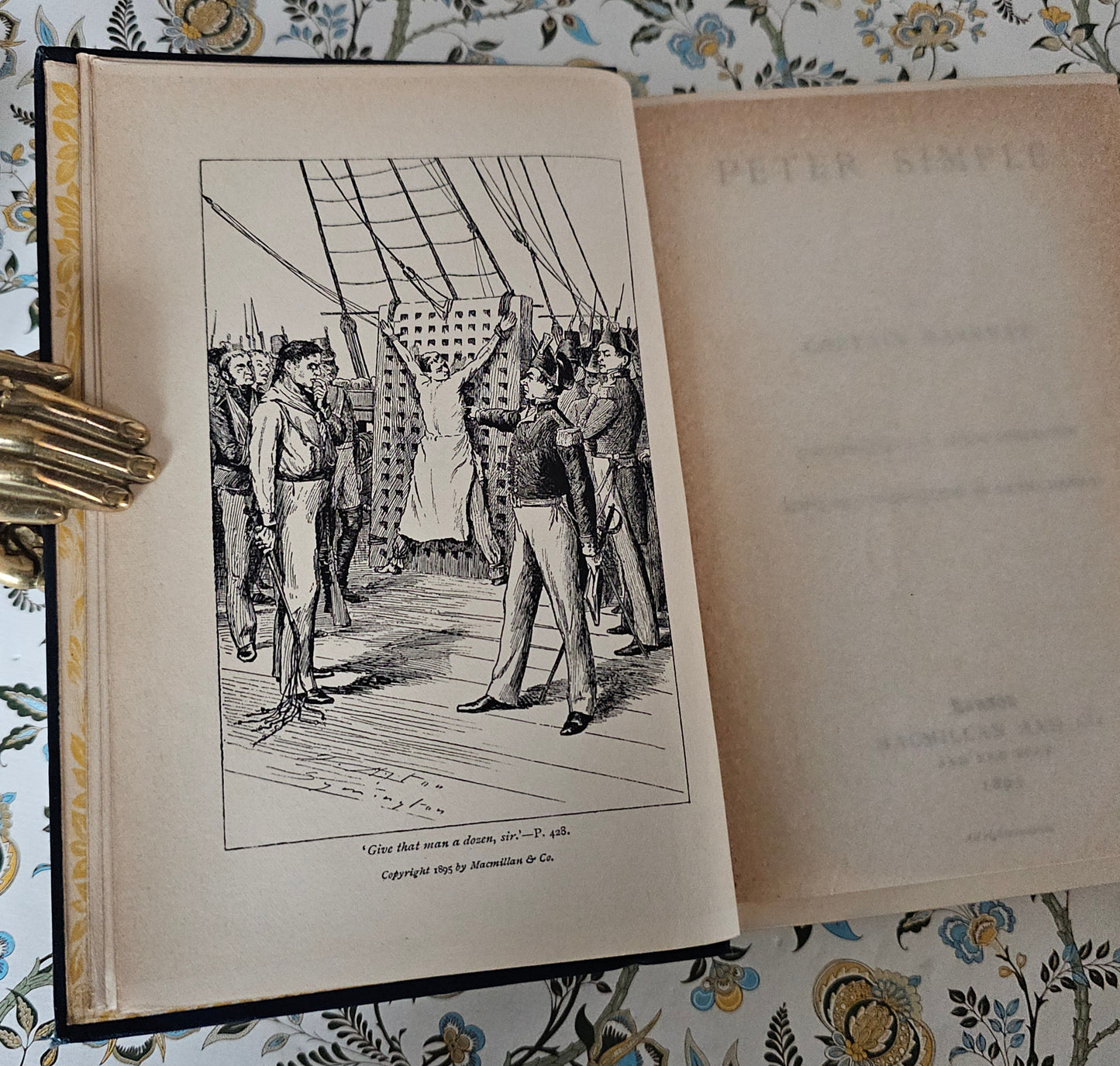 1895 "Peter Simple" Antique Book: Turbayne Covers, Illustrated