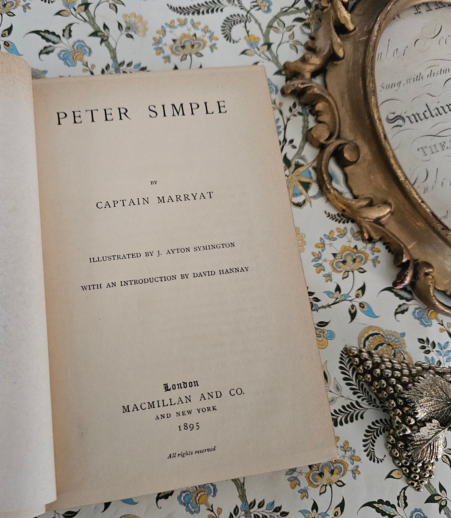 1895 "Peter Simple" Antique Book: Turbayne Covers, Illustrated