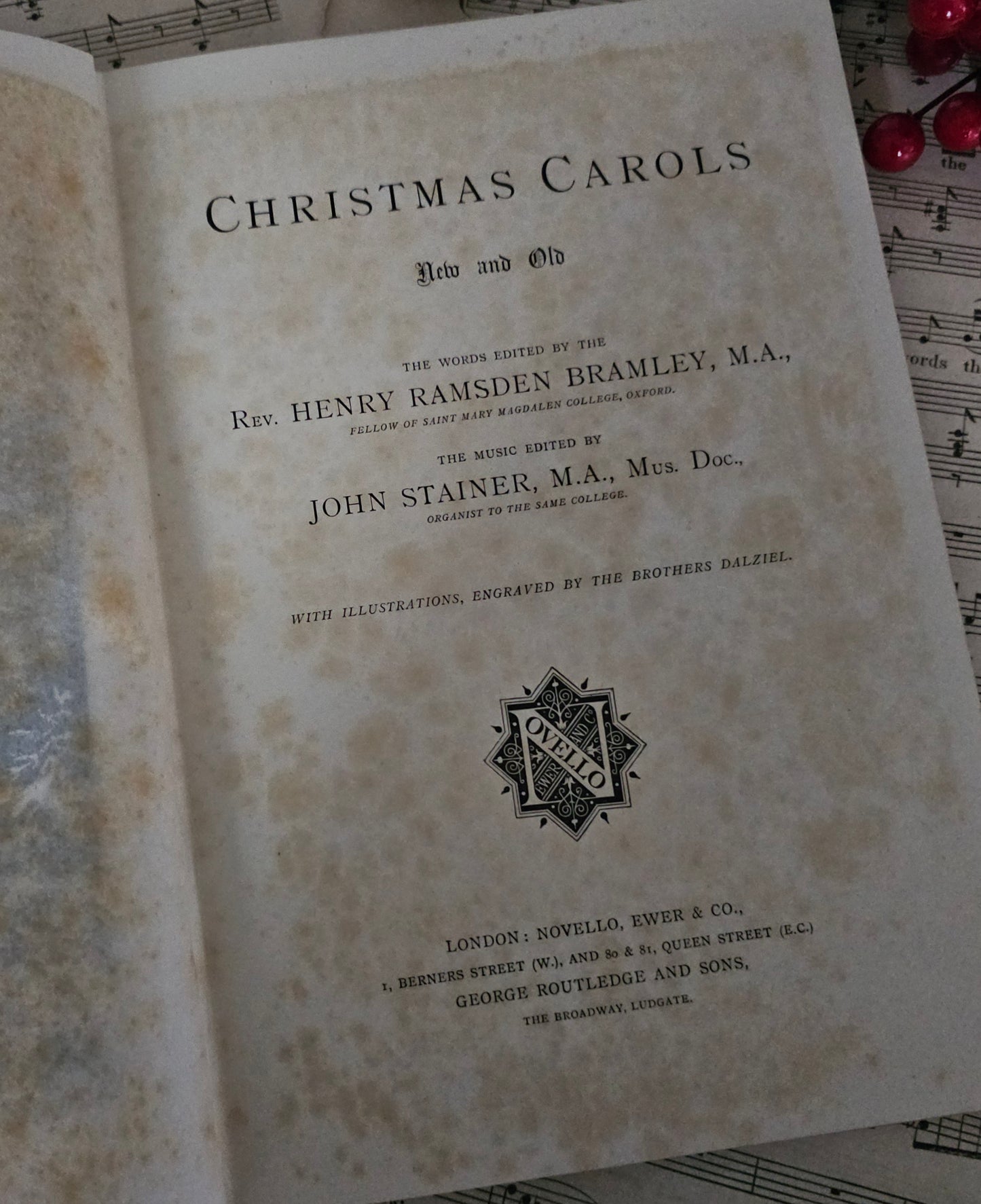 1870s Christmas Carols New & Old - 42 Carols Music with Lyrics, Antique Book