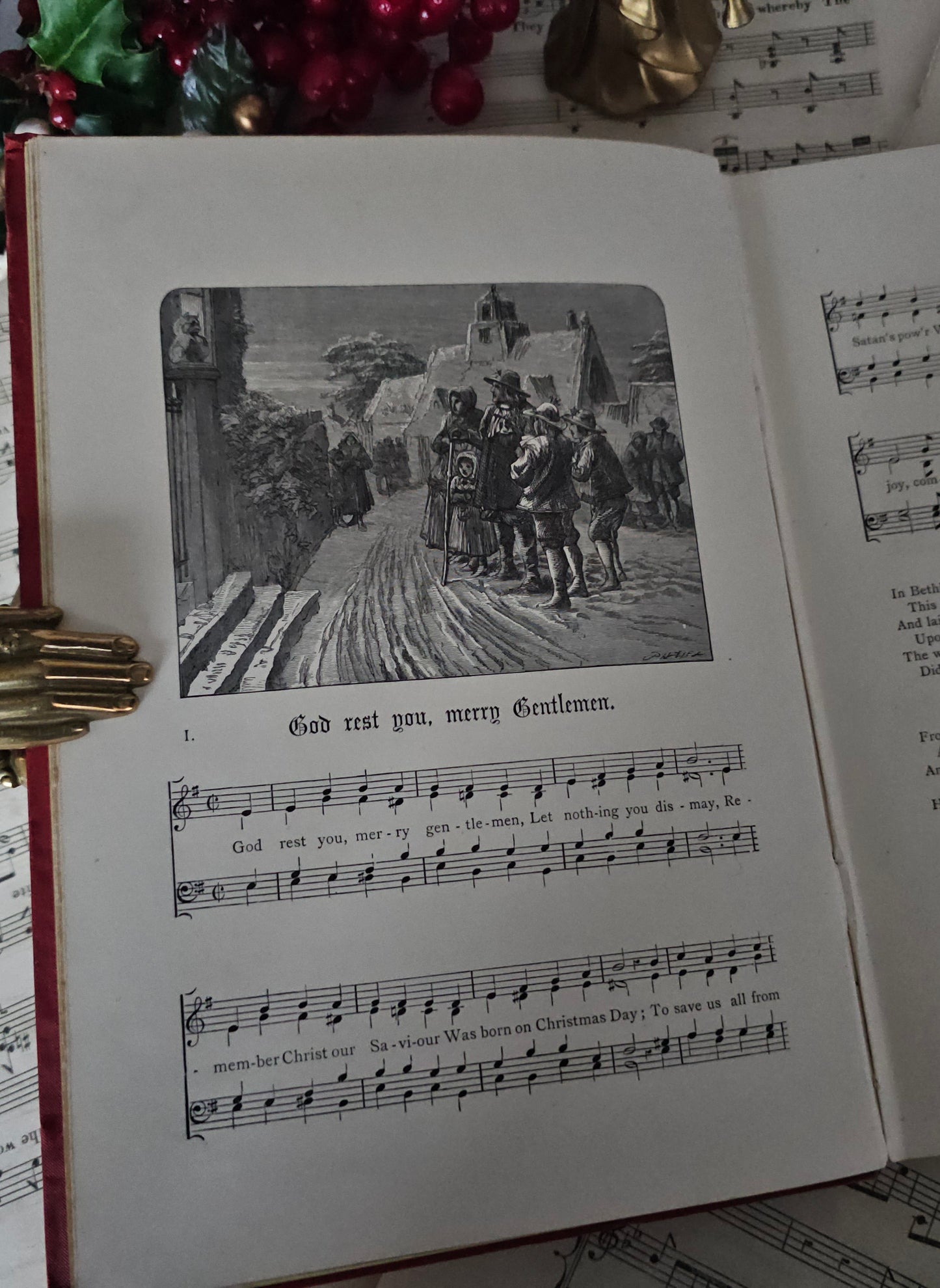 1870s Christmas Carols New & Old - 42 Carols Music with Lyrics, Antique Book