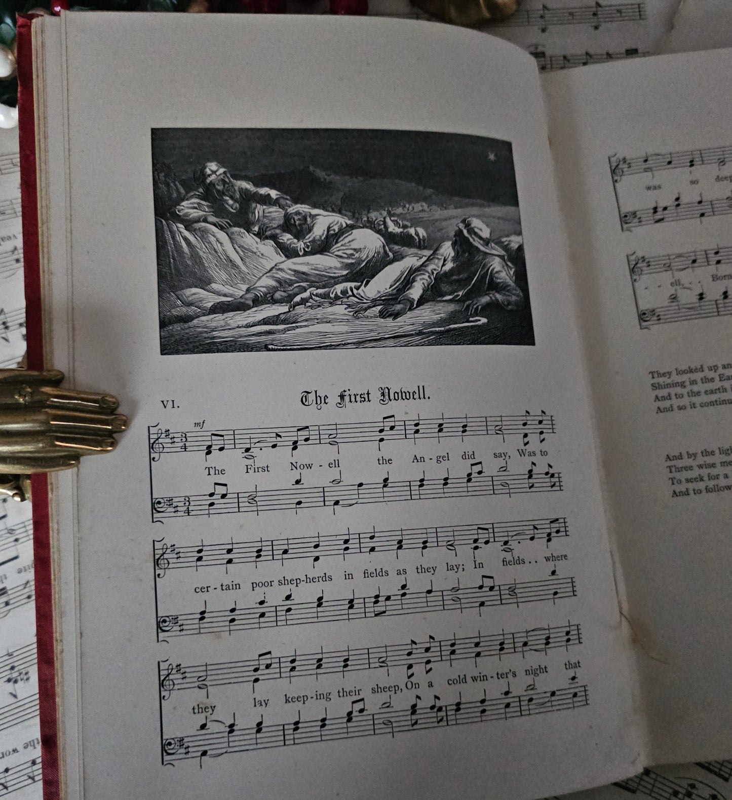 1870s Christmas Carols New & Old - 42 Carols Music with Lyrics, Antique Book
