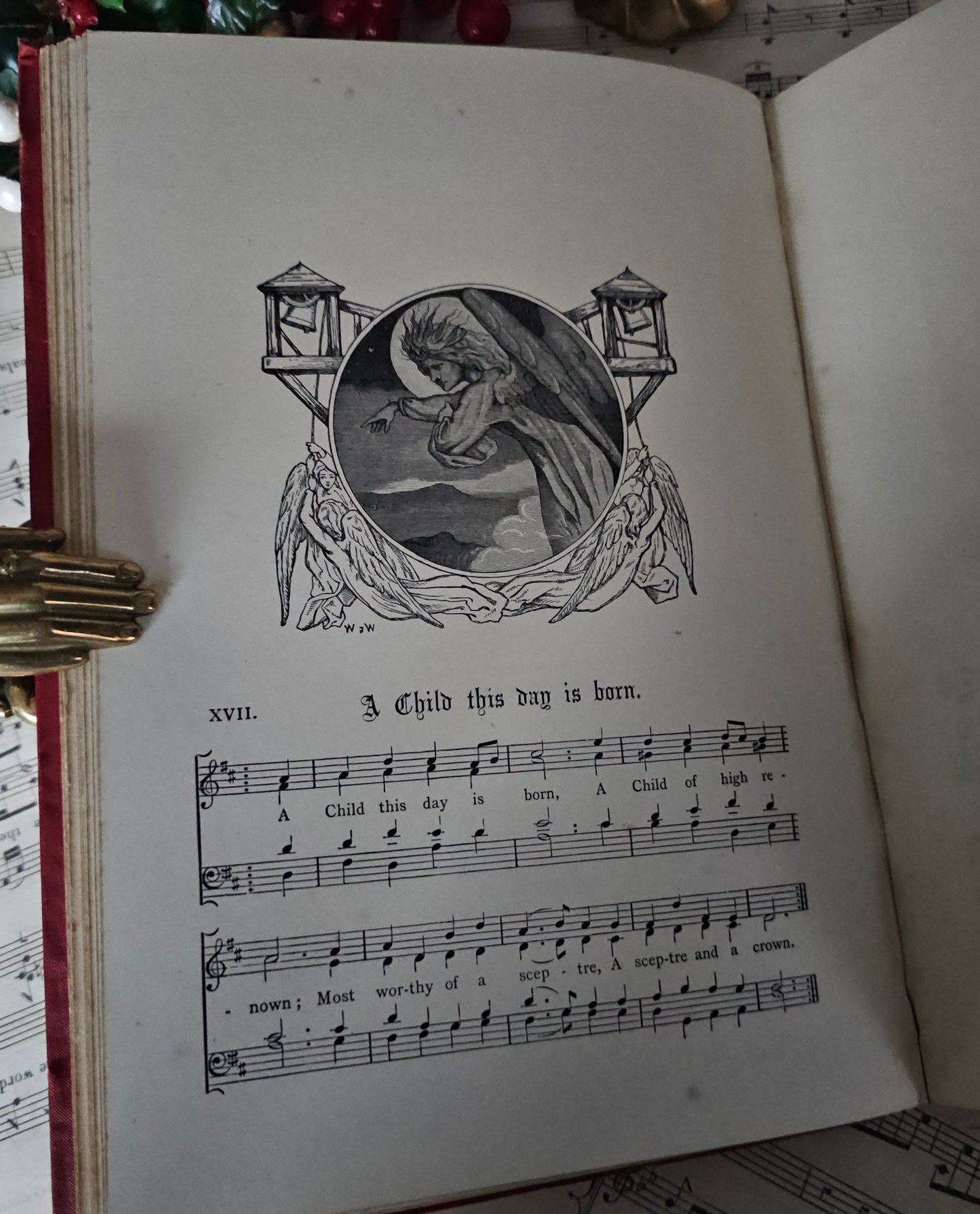 1870s Christmas Carols New & Old - 42 Carols Music with Lyrics, Antique Book