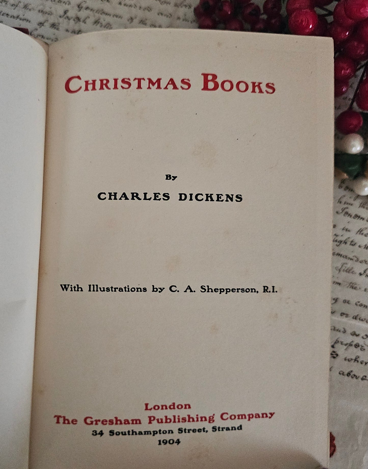 1904 Christmas Books by Charles Dickens: Art Nouveau Decorated Boards, Illustrated