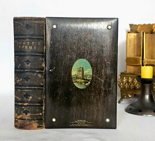 1876 Poems by Walter Scott - Bound in Ancient Oak from a 12th Century Abbey