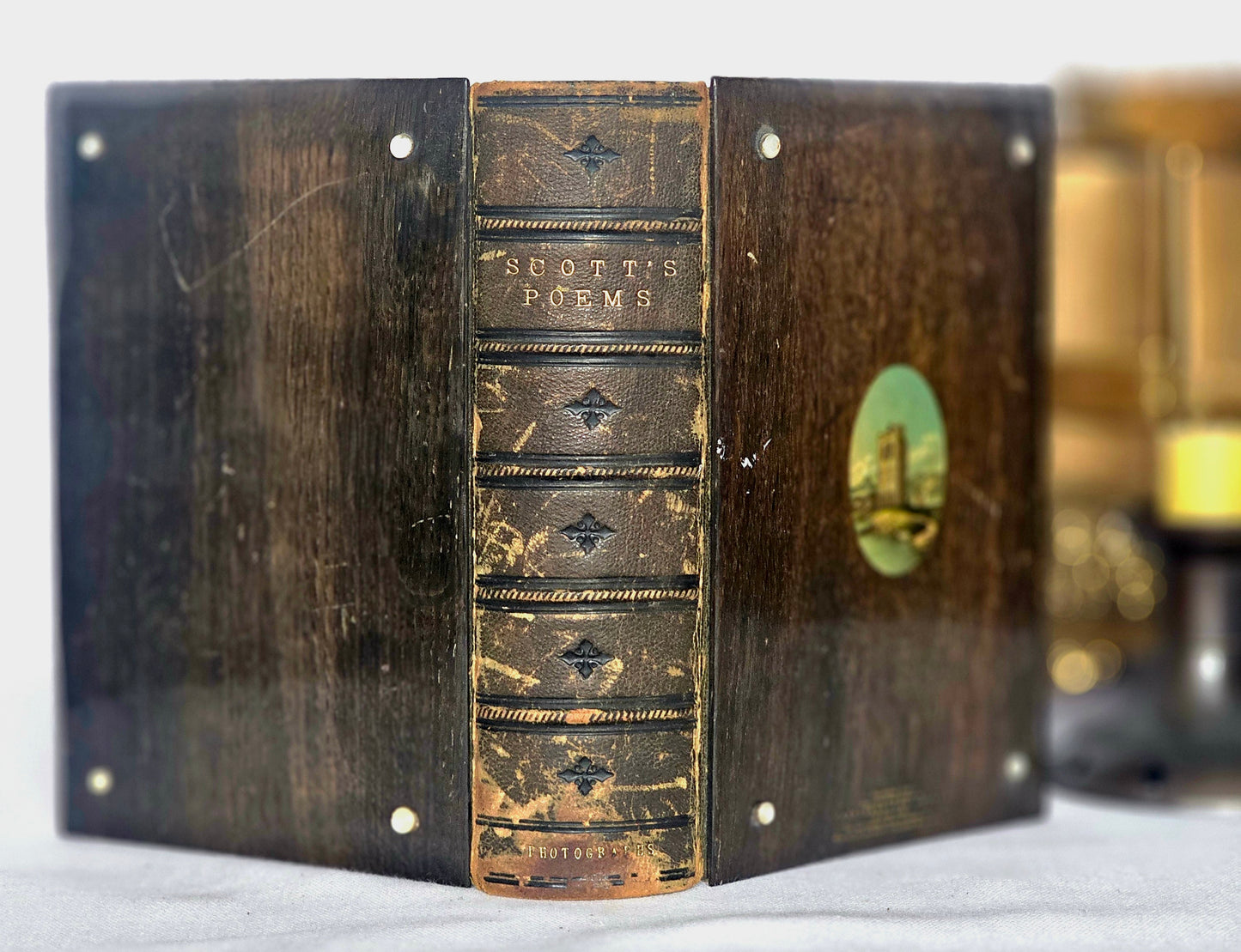 1876 Poems by Walter Scott - Bound in Ancient Oak from a 12th Century Abbey