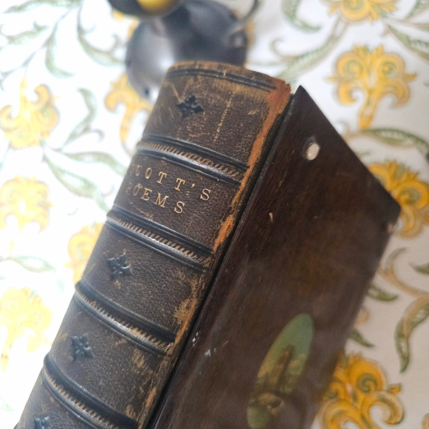 1876 Poems by Walter Scott - Bound in Ancient Oak from a 12th Century Abbey