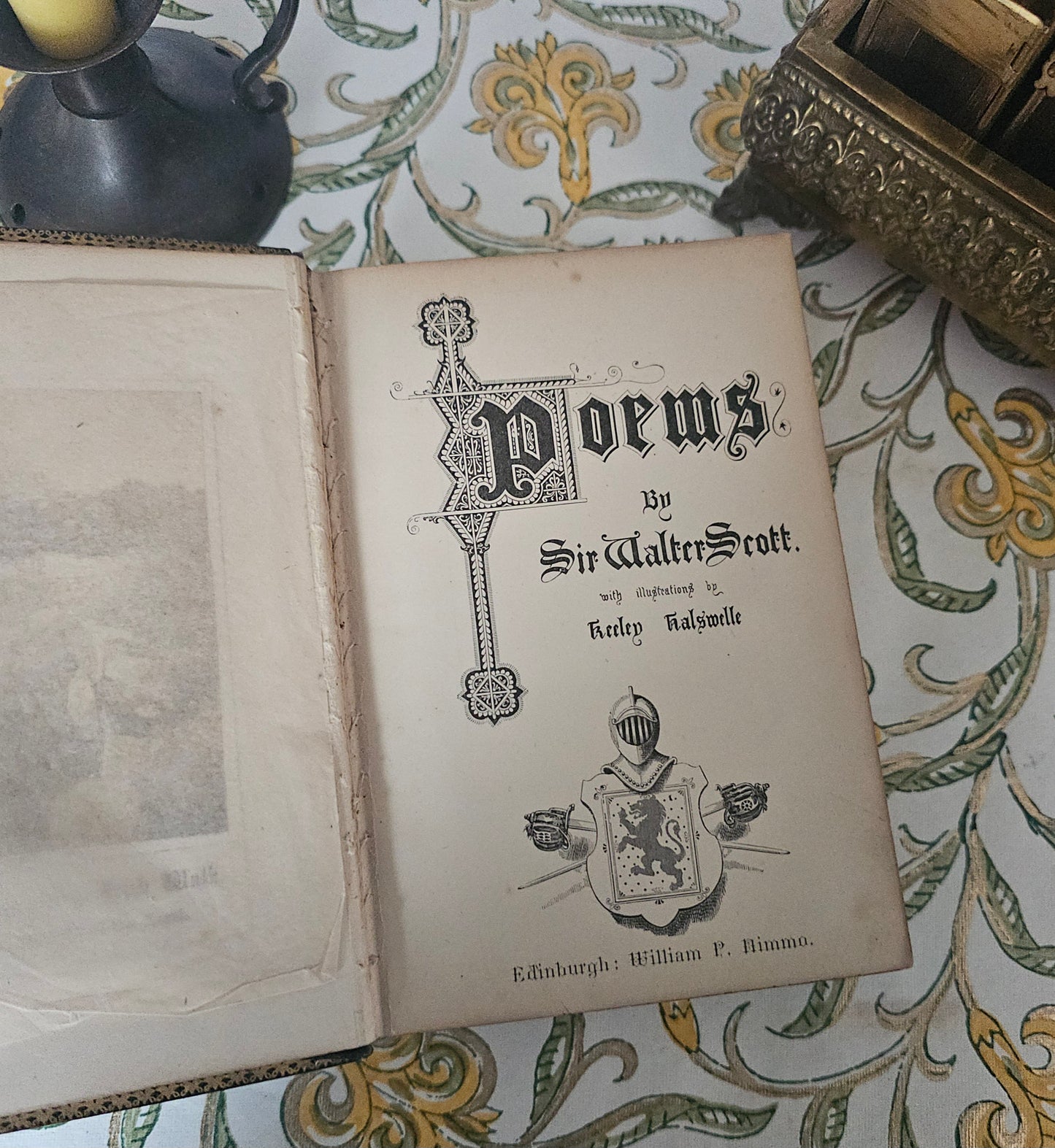 1876 Poems by Walter Scott - Bound in Ancient Oak from a 12th Century Abbey