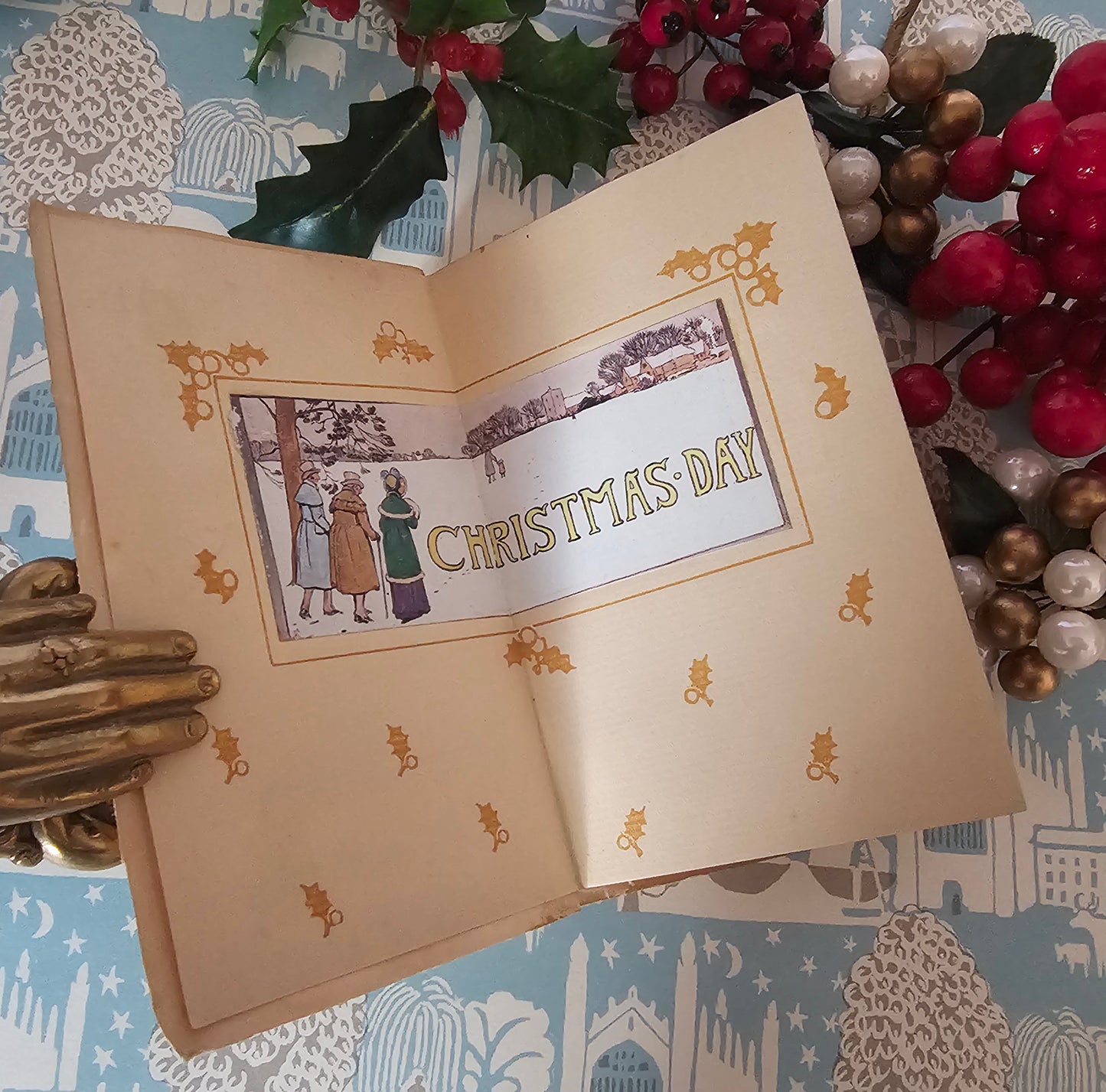 1908 Christmas Day by Washington Irving - Antique Illustrated Pocket-Sized Book