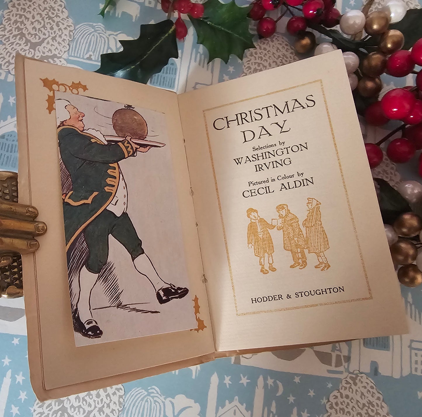 1908 Christmas Day by Washington Irving - Antique Illustrated Pocket-Sized Book