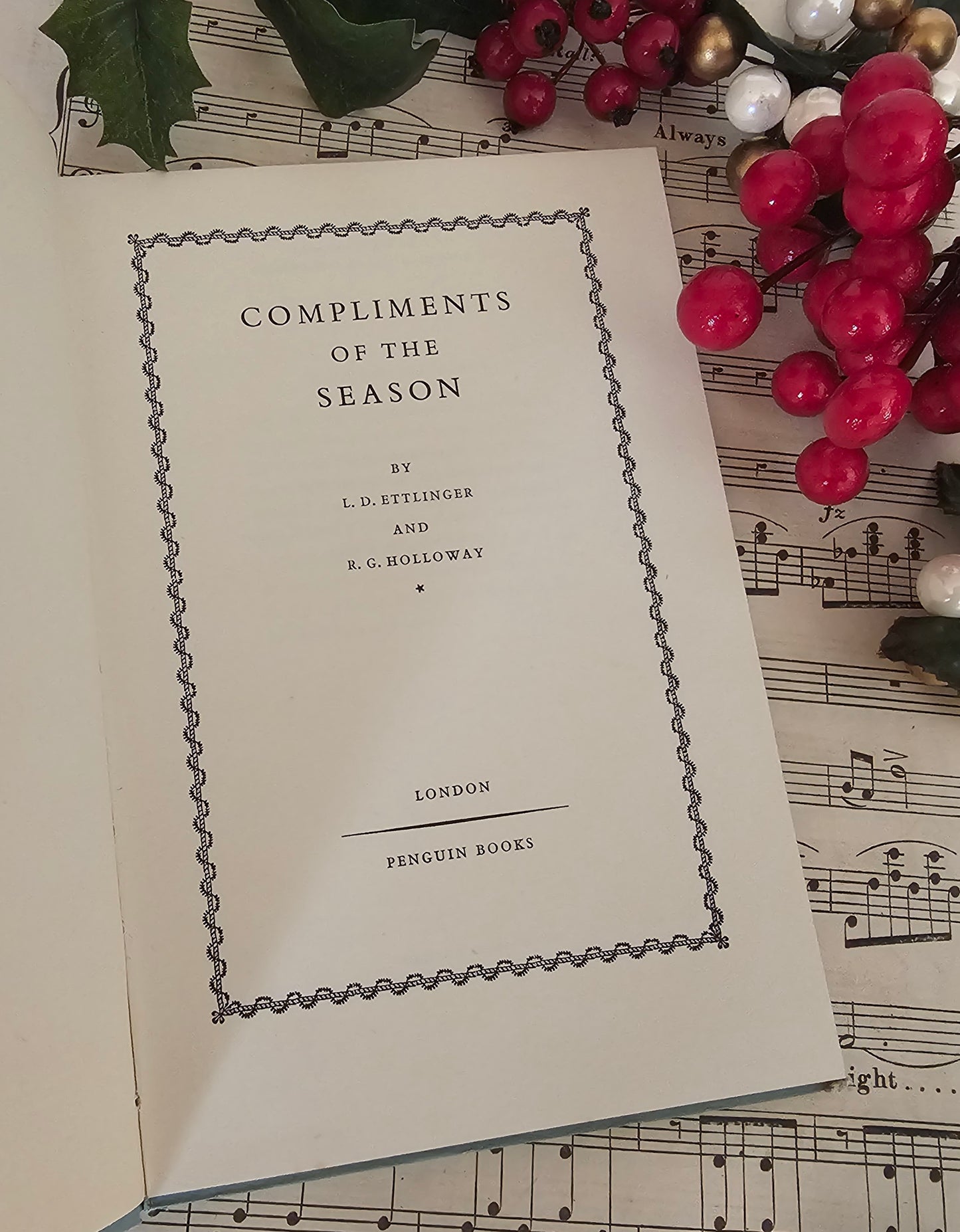 1947 Compliments of the Season - History of the Christmas Card, Vintage Illustrated Book