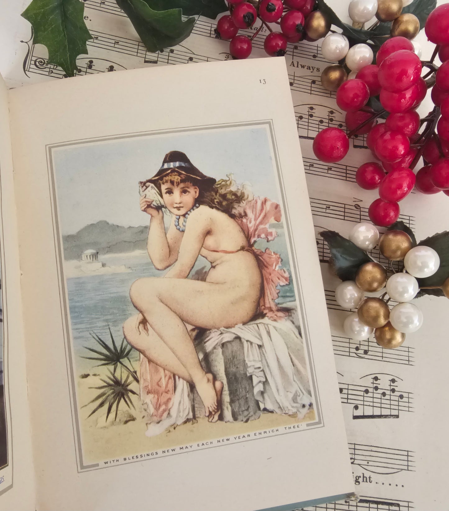 1947 Compliments of the Season - History of the Christmas Card, Vintage Illustrated Book