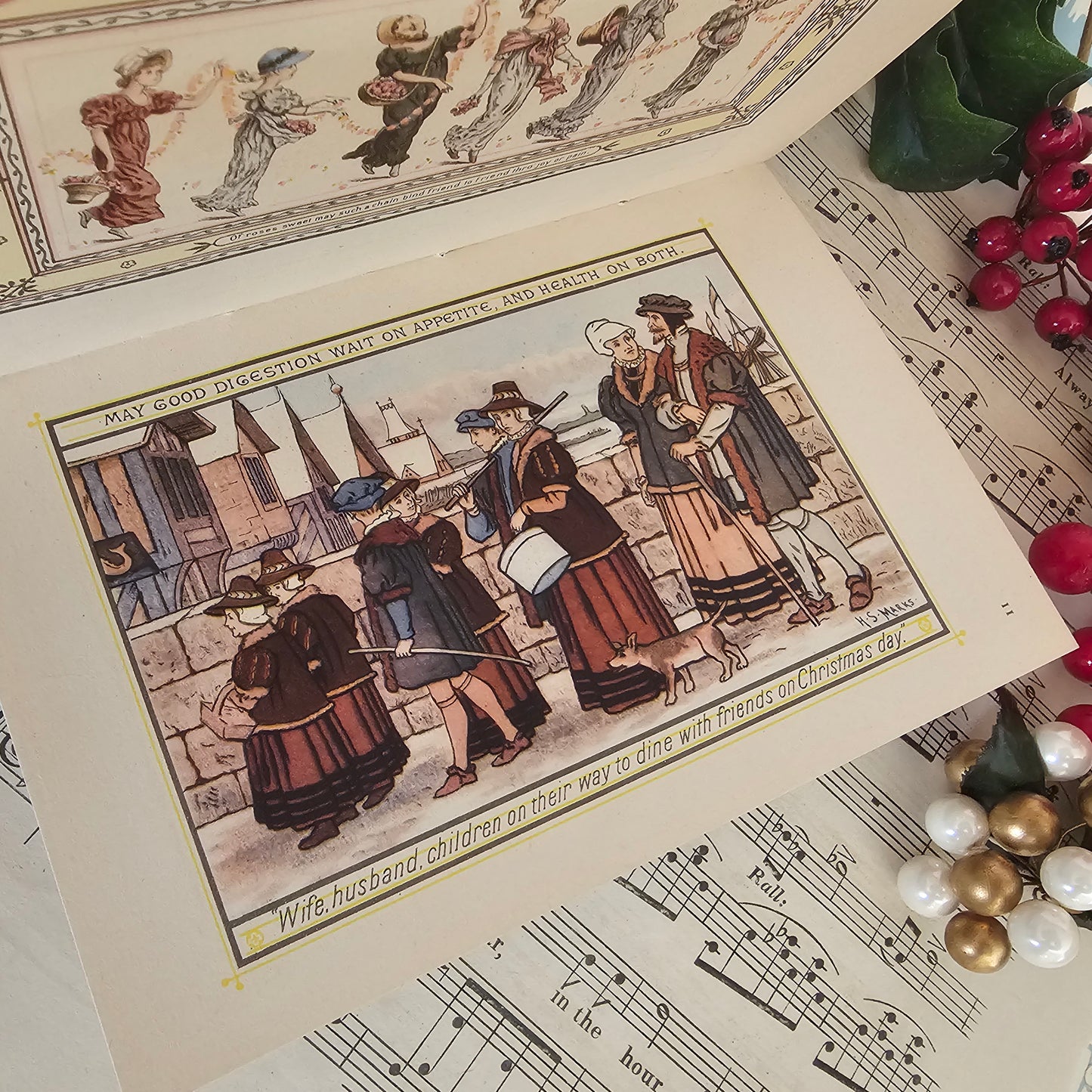 1947 Compliments of the Season - History of the Christmas Card, Vintage Illustrated Book