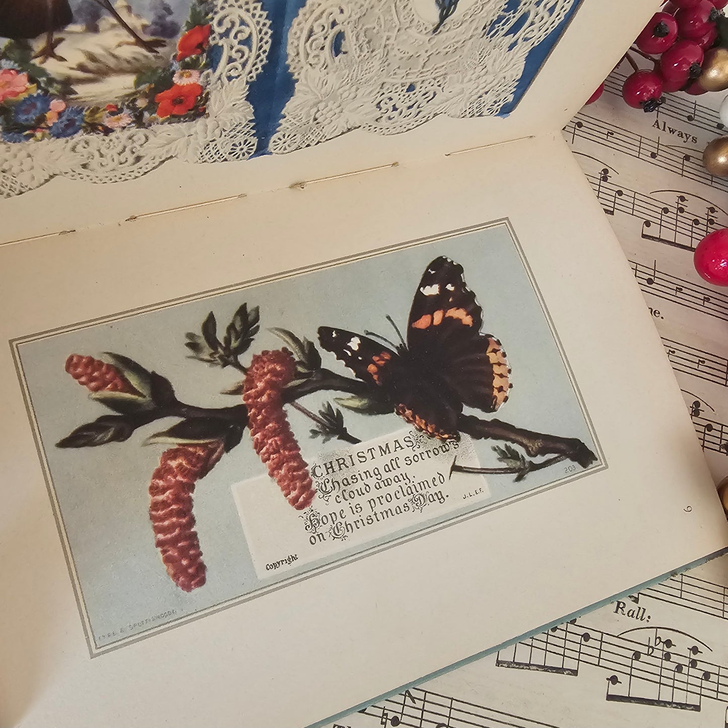 1947 Compliments of the Season - History of the Christmas Card, Vintage Illustrated Book