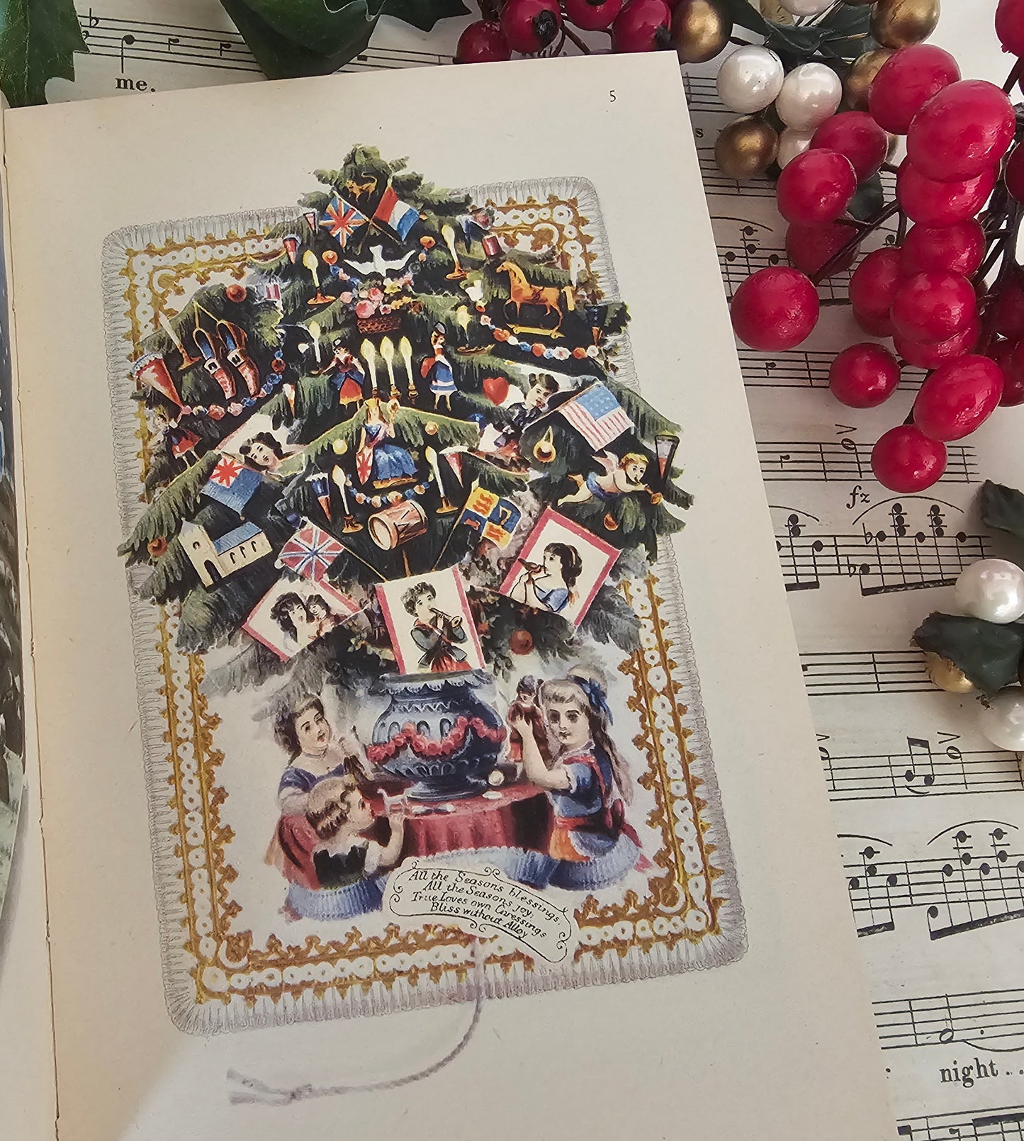 1947 Compliments of the Season - History of the Christmas Card, Vintage Illustrated Book