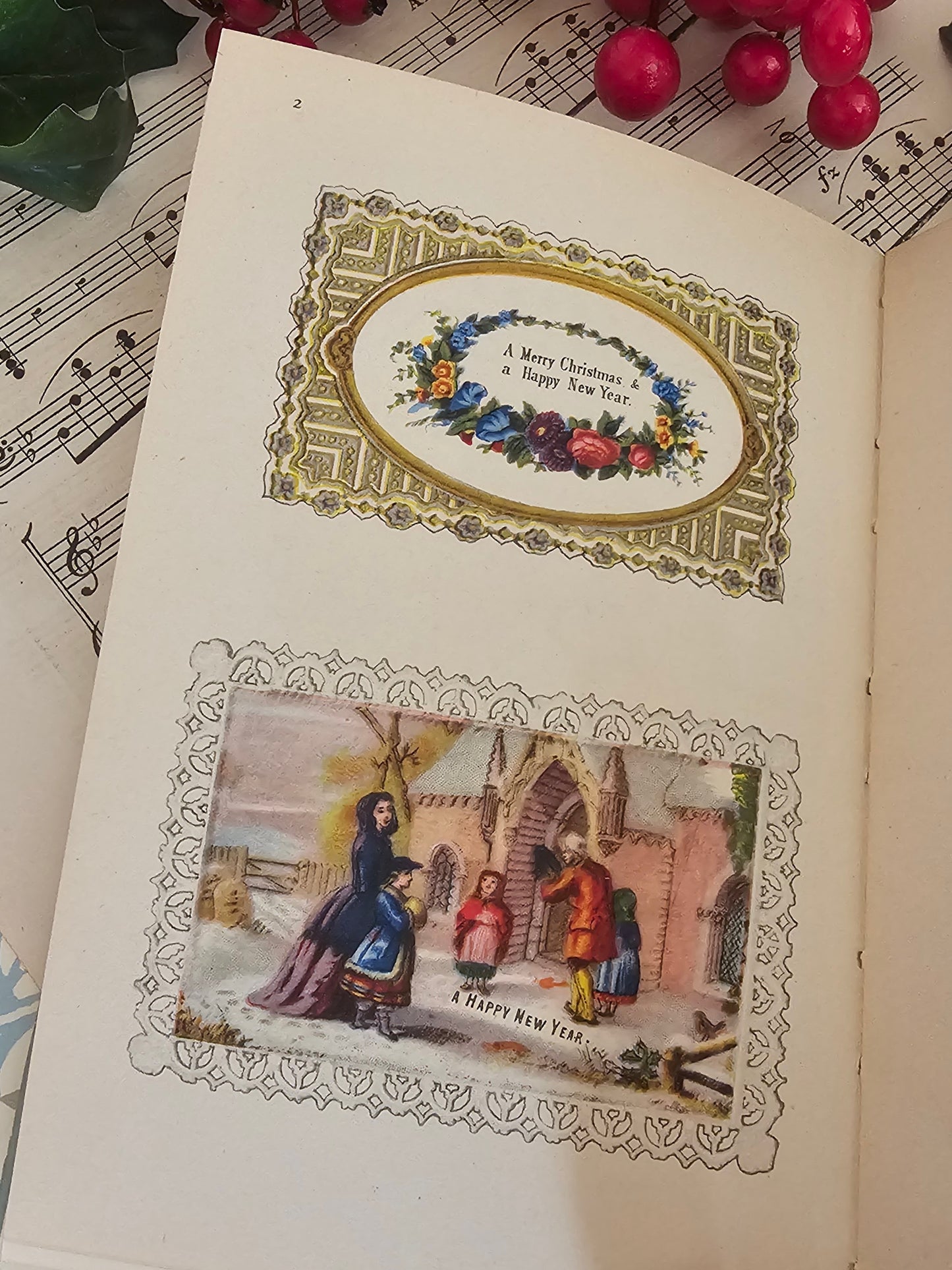 1947 Compliments of the Season - History of the Christmas Card, Vintage Illustrated Book