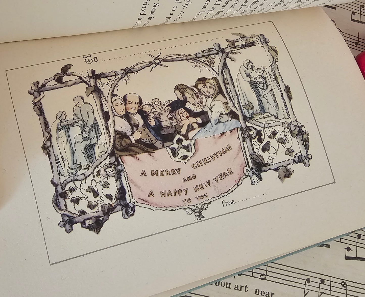 1947 Compliments of the Season - History of the Christmas Card, Vintage Illustrated Book