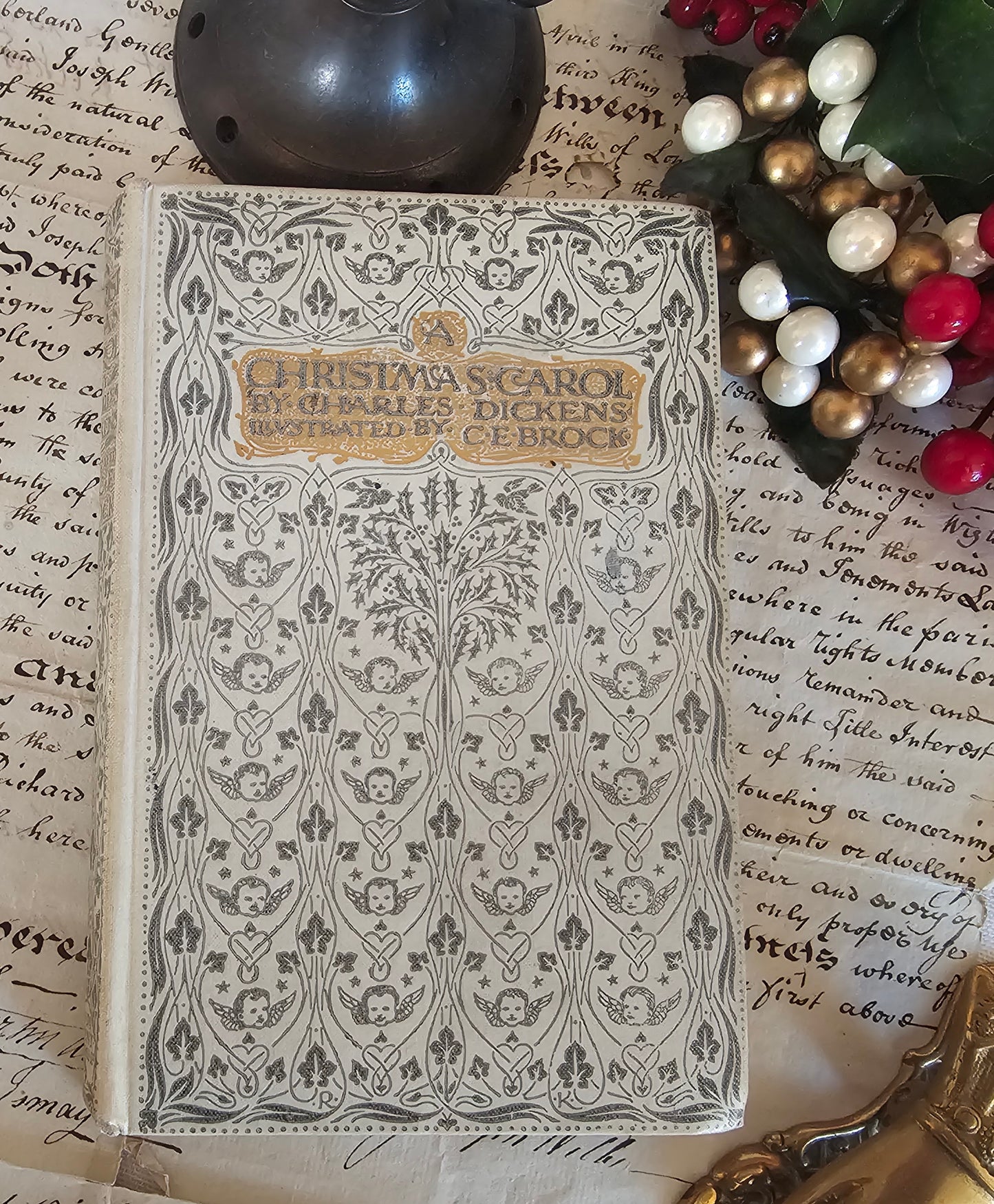 1913 A Christmas Carol - CE Brock Illustrations, JM Dent London - Antique Christmas Book