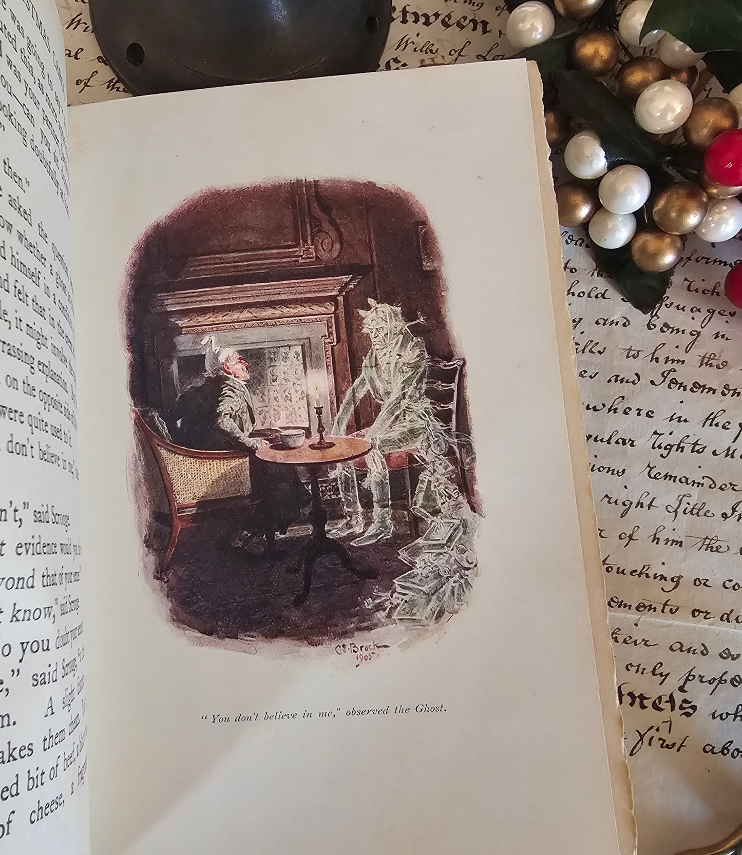 1913 A Christmas Carol - CE Brock Illustrations, JM Dent London - Antique Christmas Book