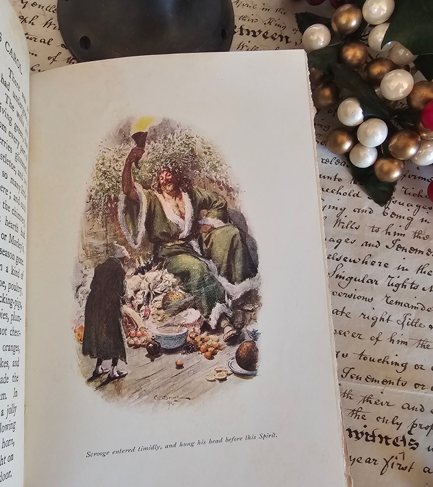 1913 A Christmas Carol - CE Brock Illustrations, JM Dent London - Antique Christmas Book