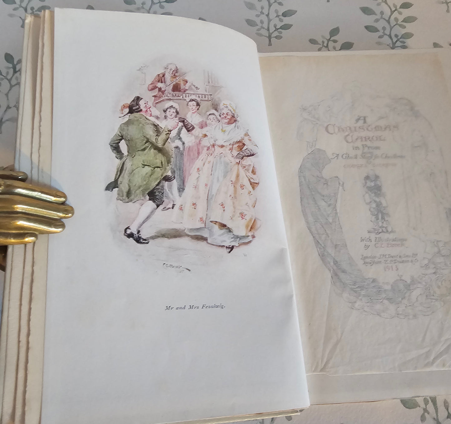 1913 A Christmas Carol - CE Brock Illustrations, JM Dent London - Antique Christmas Book