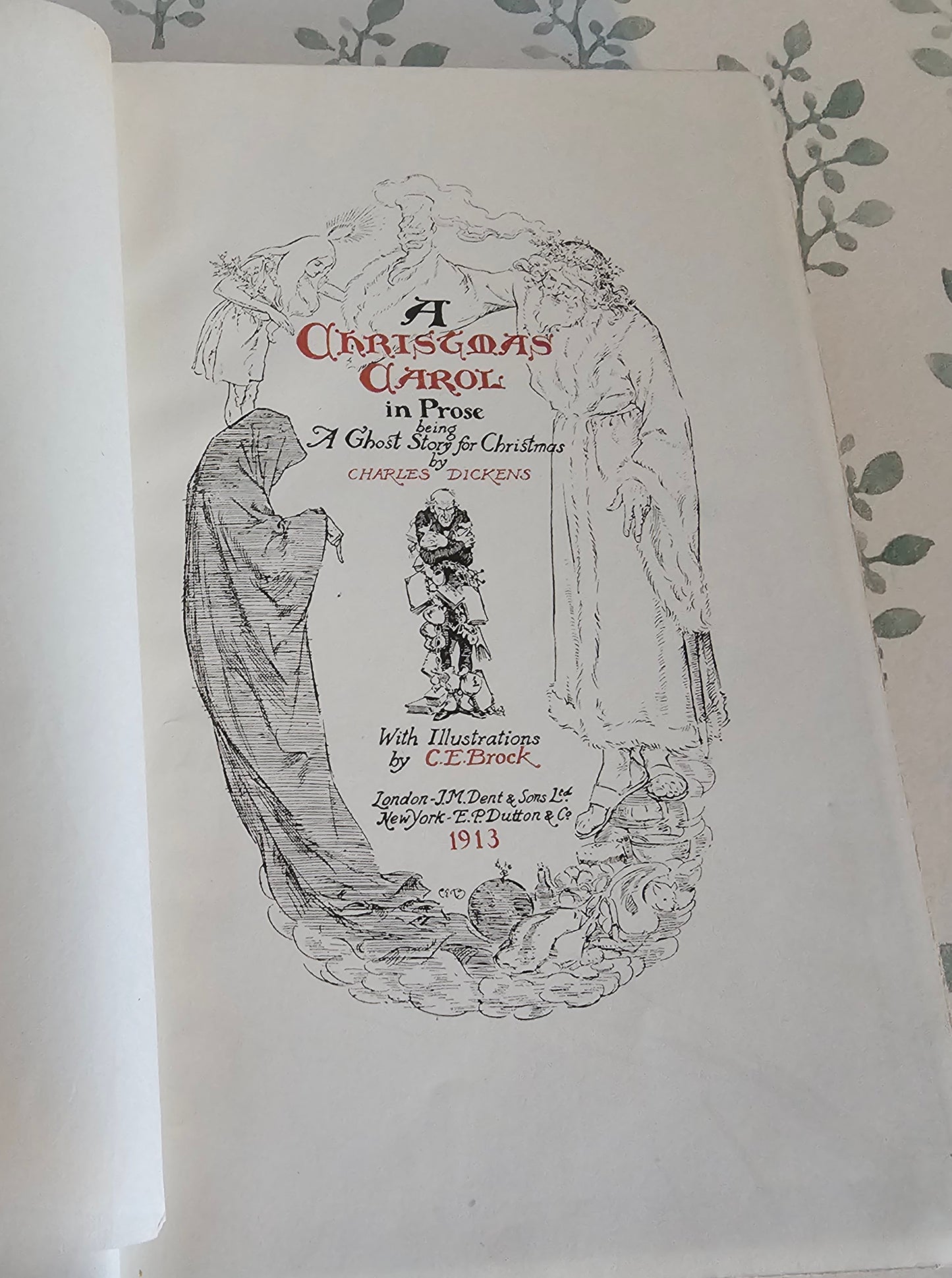 1913 A Christmas Carol - CE Brock Illustrations, JM Dent London - Antique Christmas Book