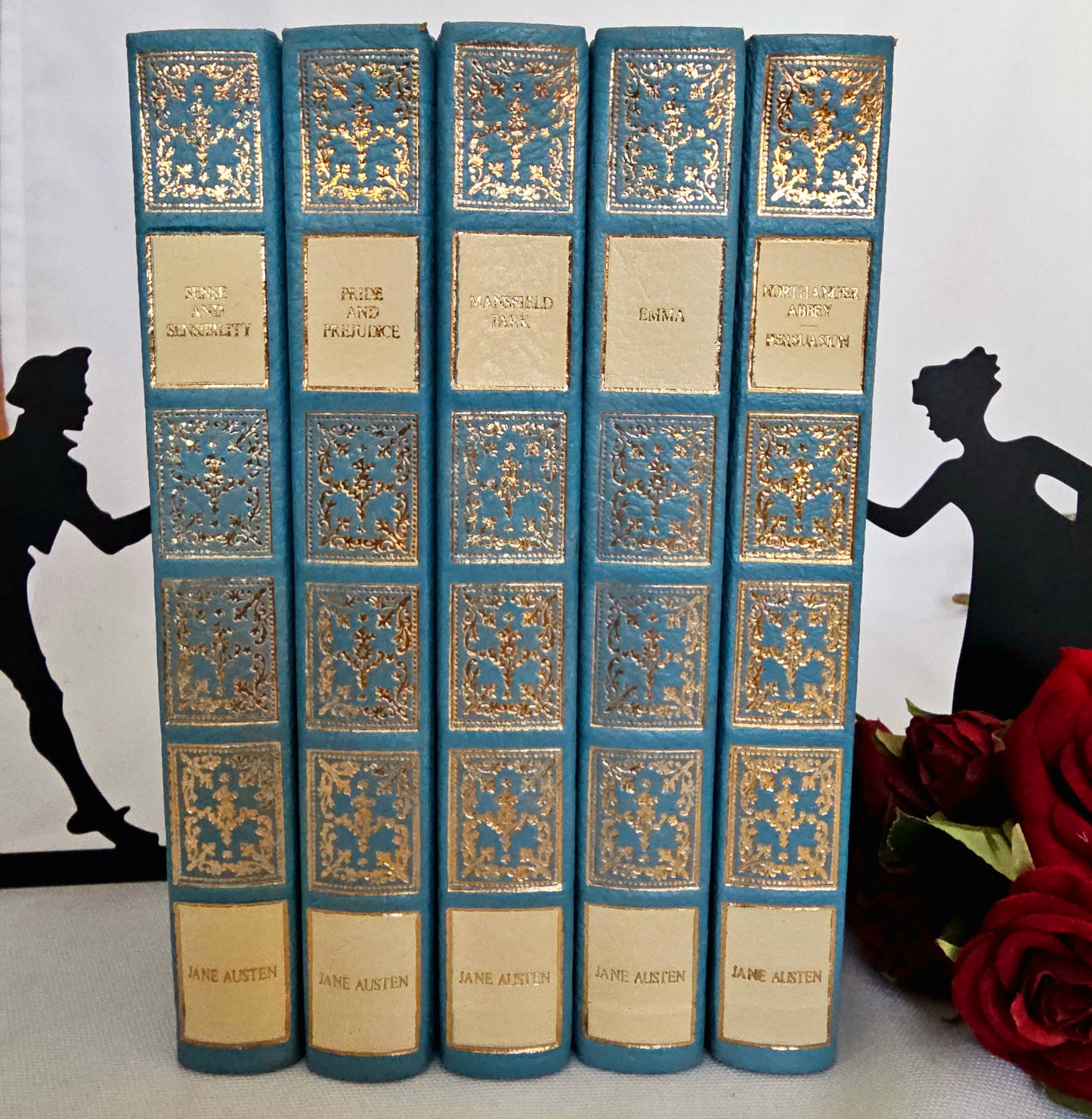The Complete Novels of Jane Austen in Five Volumes / 23ct Gold on Real Lambskin Luxury Edition