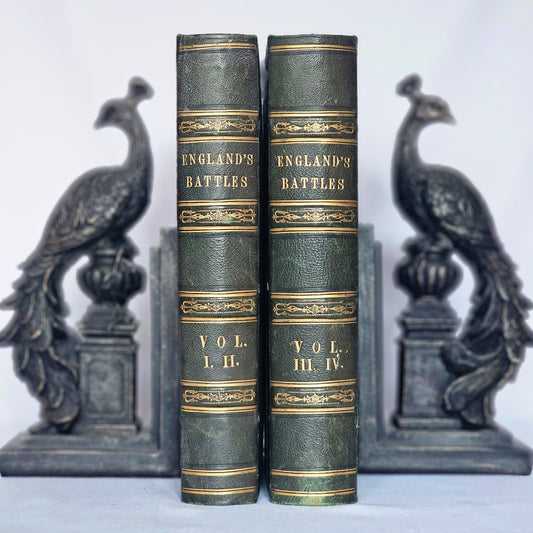 c1863 England's Battles By Sea and Land : 2 Large Antique Books