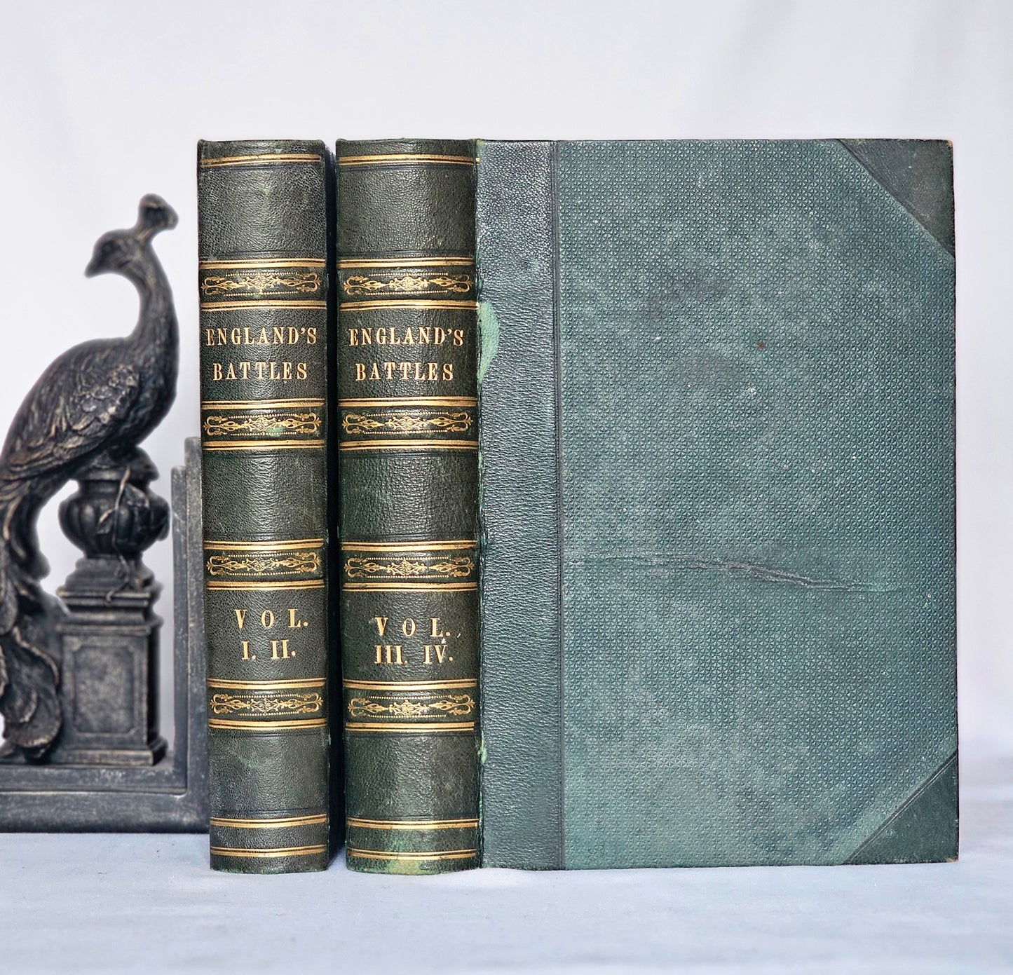 c1863 England's Battles By Sea and Land : 2 Large Antique Books