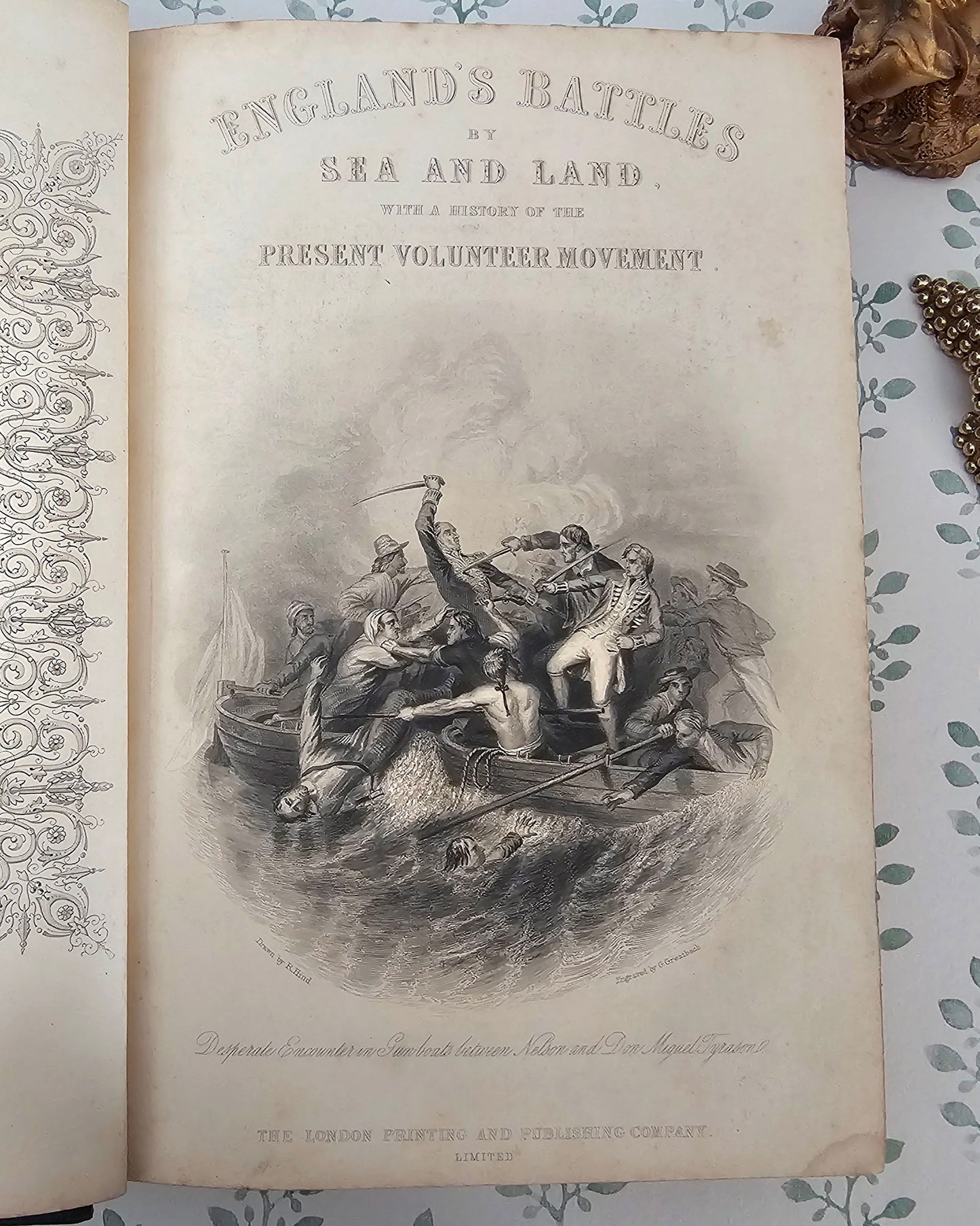 c1863 England's Battles By Sea and Land : 2 Large Antique Books