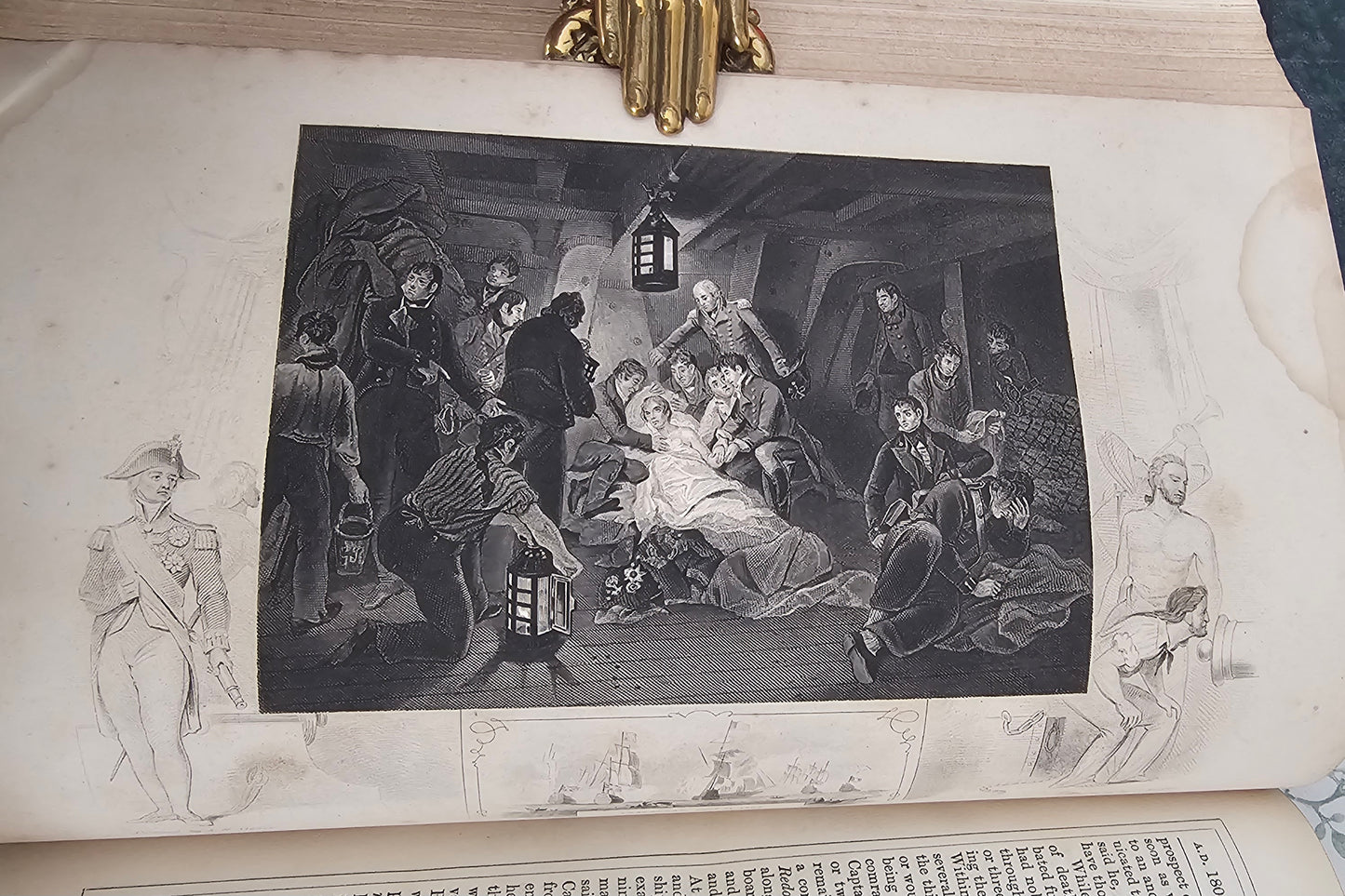 c1863 England's Battles By Sea and Land : 2 Large Antique Books