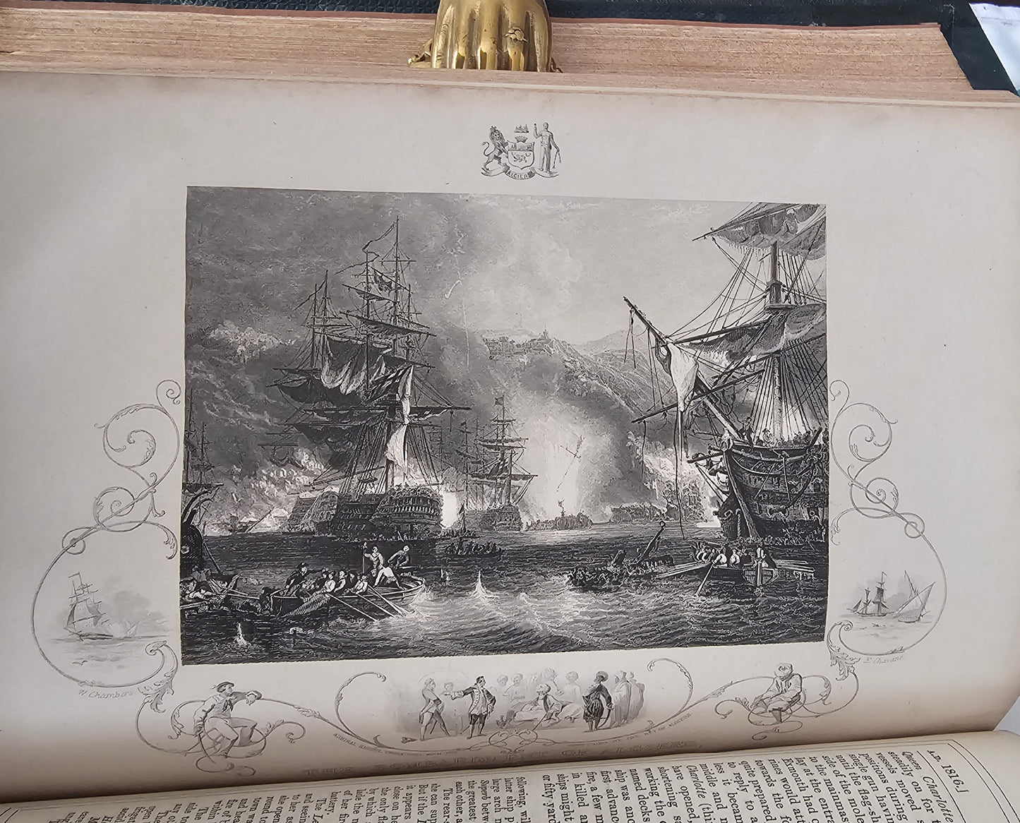 c1863 England's Battles By Sea and Land : 2 Large Antique Books