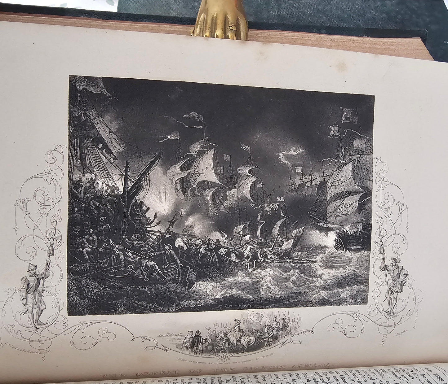 c1863 England's Battles By Sea and Land : 2 Large Antique Books