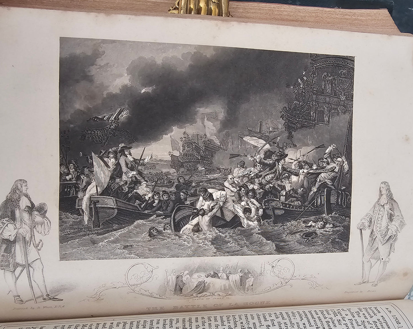 c1863 England's Battles By Sea and Land : 2 Large Antique Books