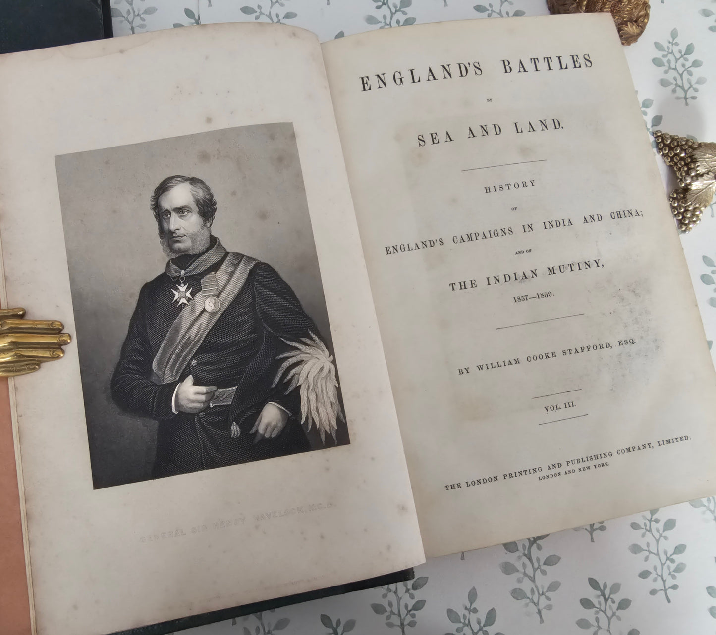 c1863 England's Battles By Sea and Land : 2 Large Antique Books