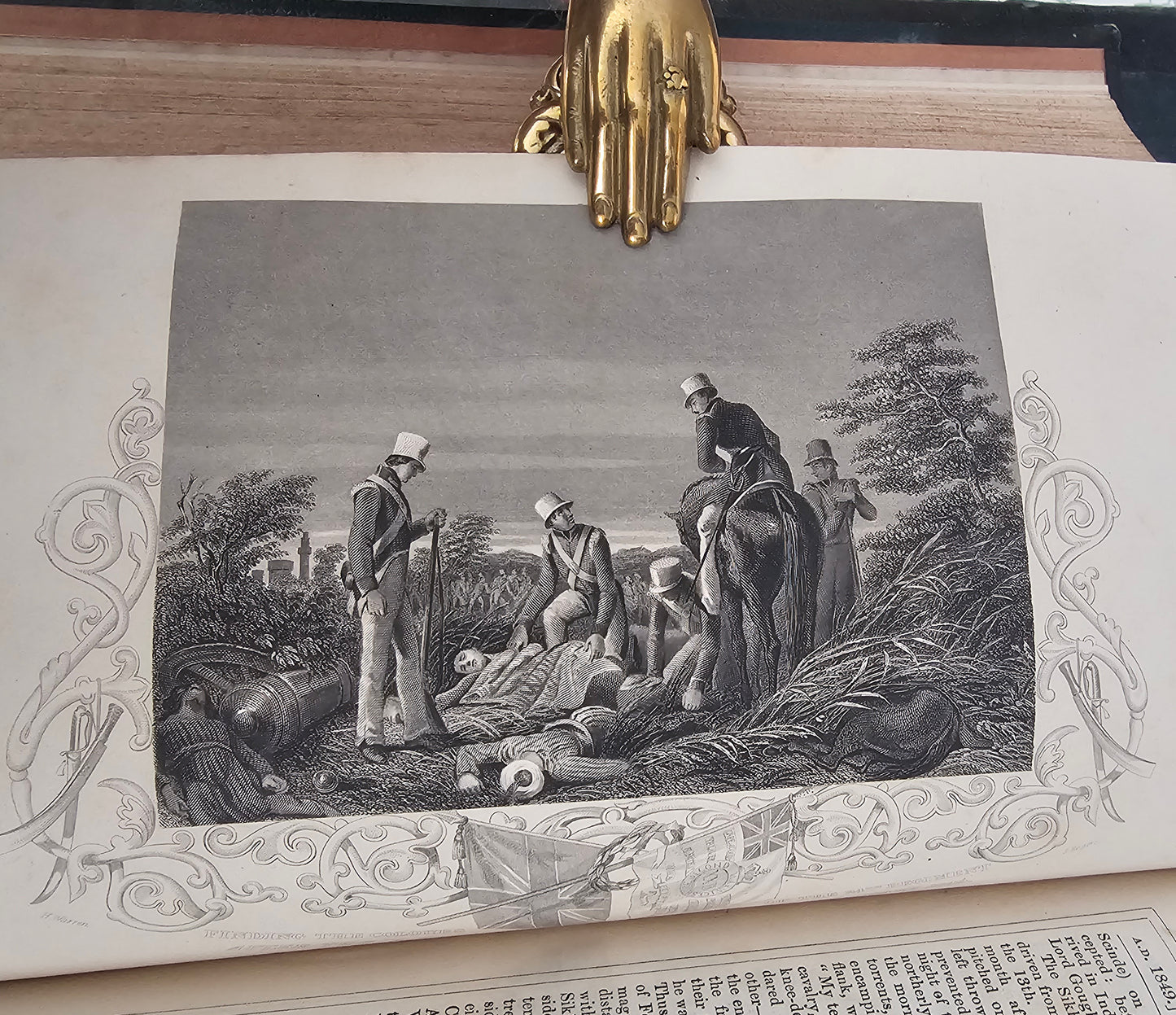 c1863 England's Battles By Sea and Land : 2 Large Antique Books