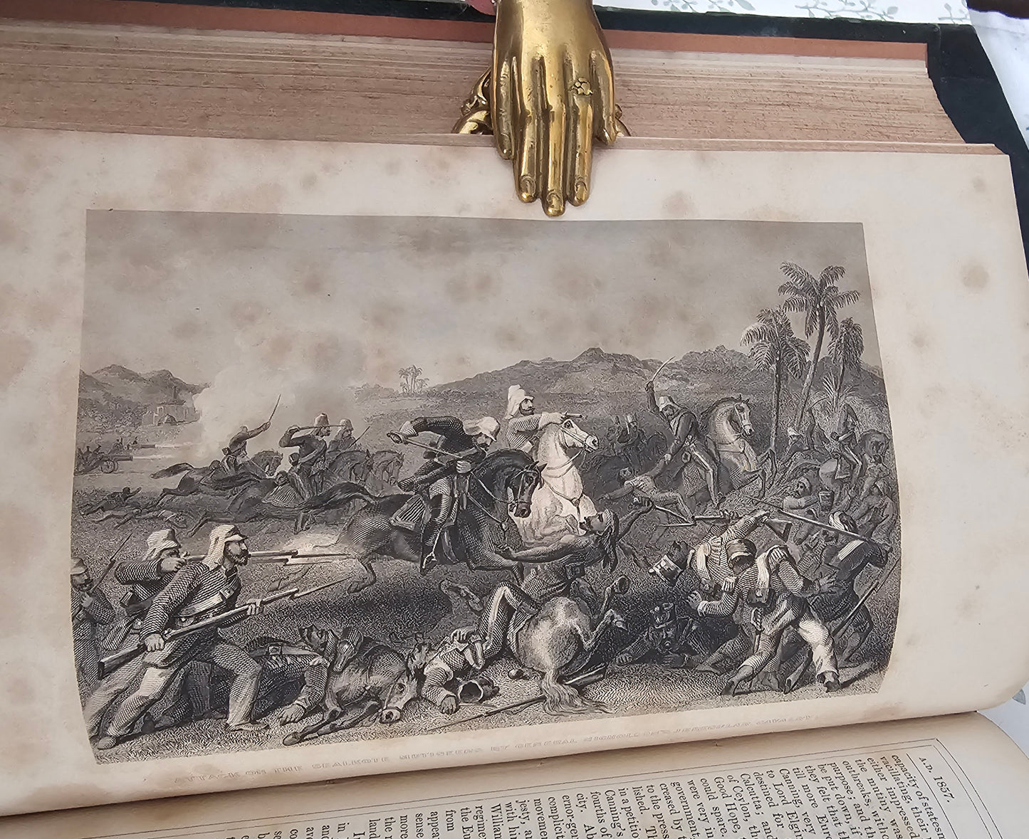 c1863 England's Battles By Sea and Land : 2 Large Antique Books